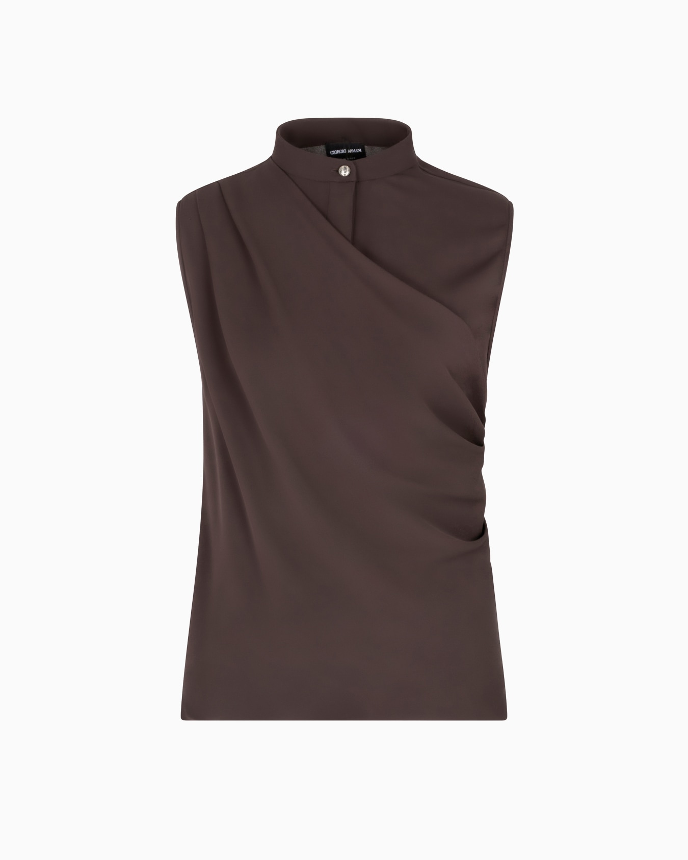 Top drappeggiato in tripla georgette di seta Slide 0
