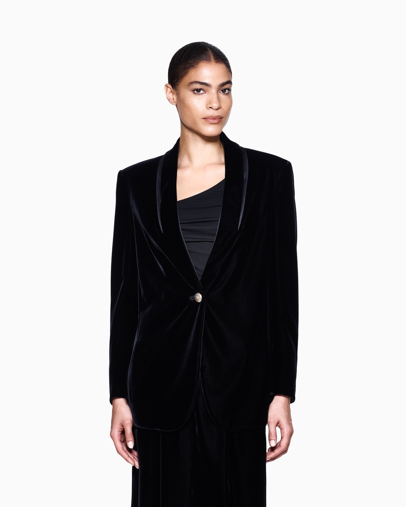 Single-breasted jacket in velvet  Slide 3