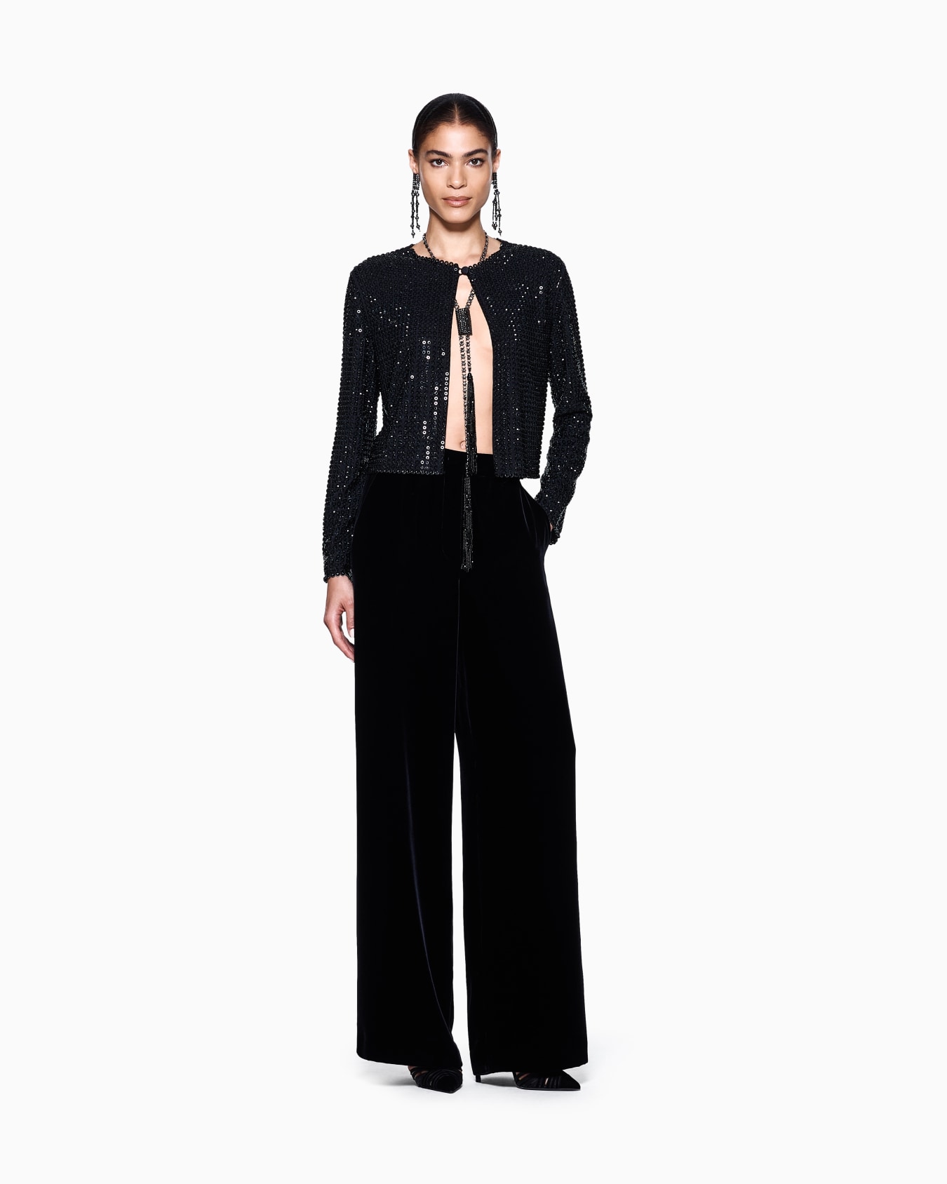 Wide-leg velvet trousers Slide 1