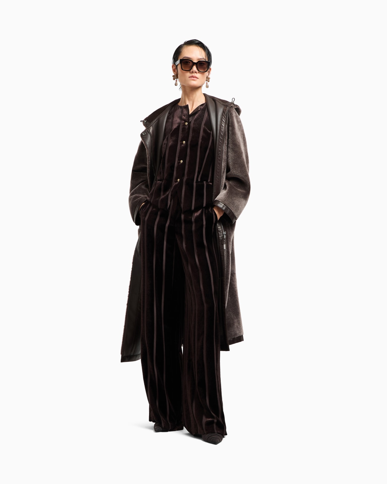 Wide-leg striped velvet trousers Slide 2