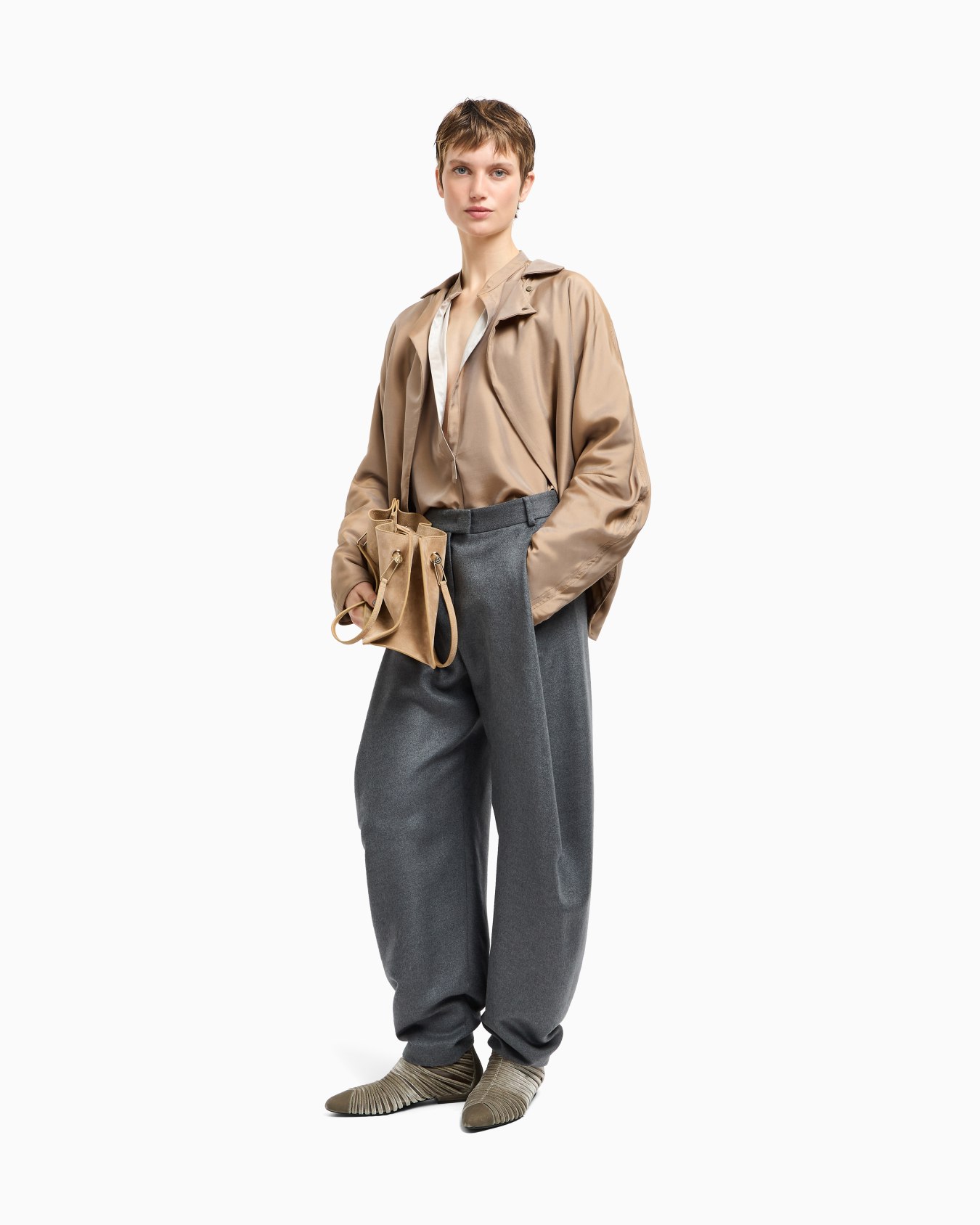 Relaxed-fit silk flannel trousers Slide 2