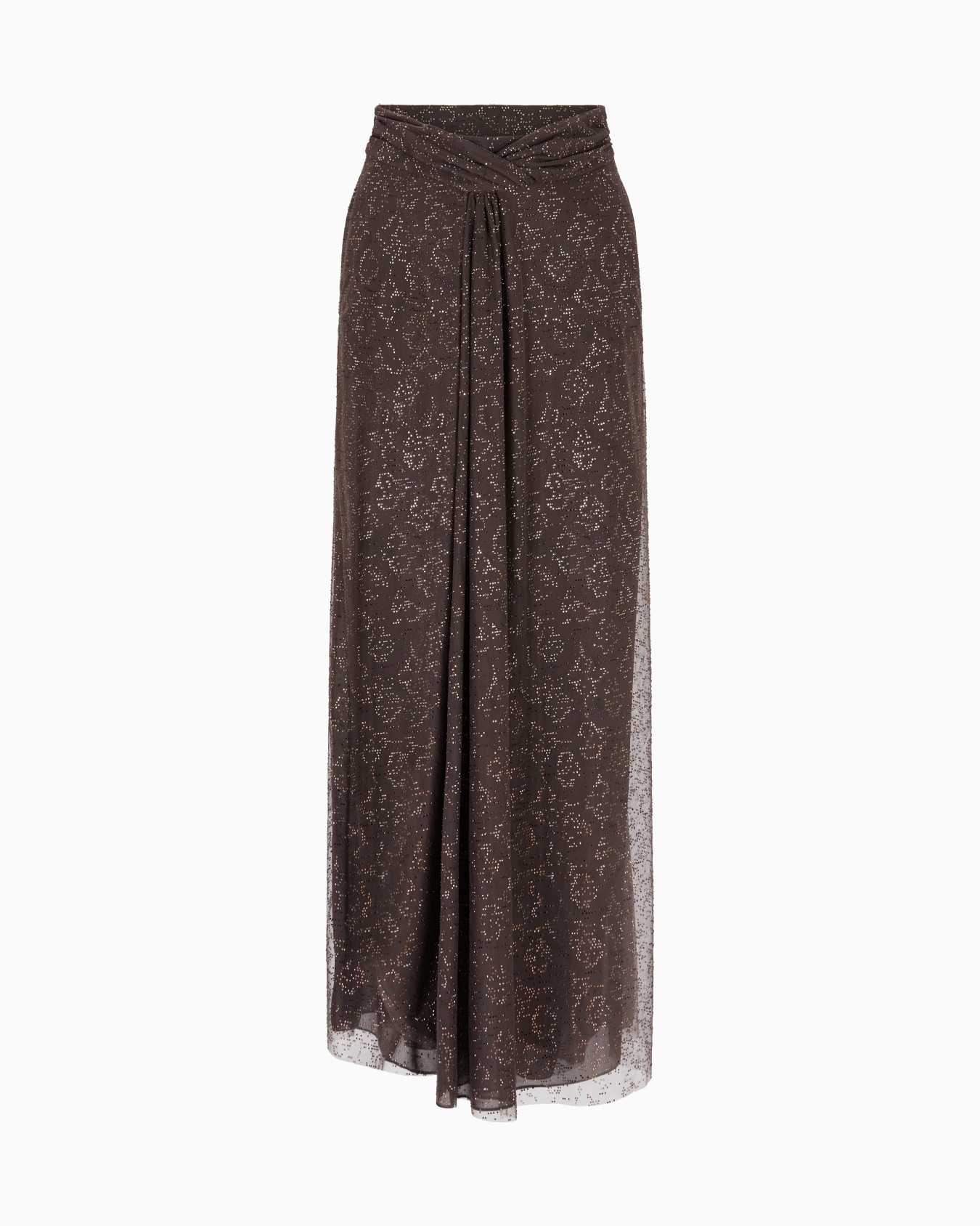 Pantaloni ampi drappeggiati in georgette di seta e tulle ricamato Slide 0