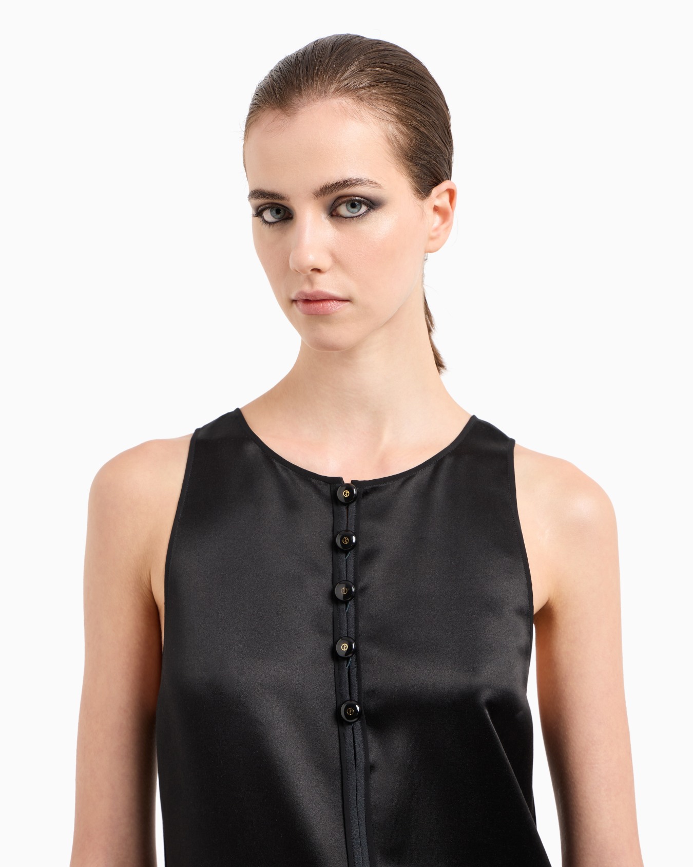 Tussah silk satin long gilet Slide 5