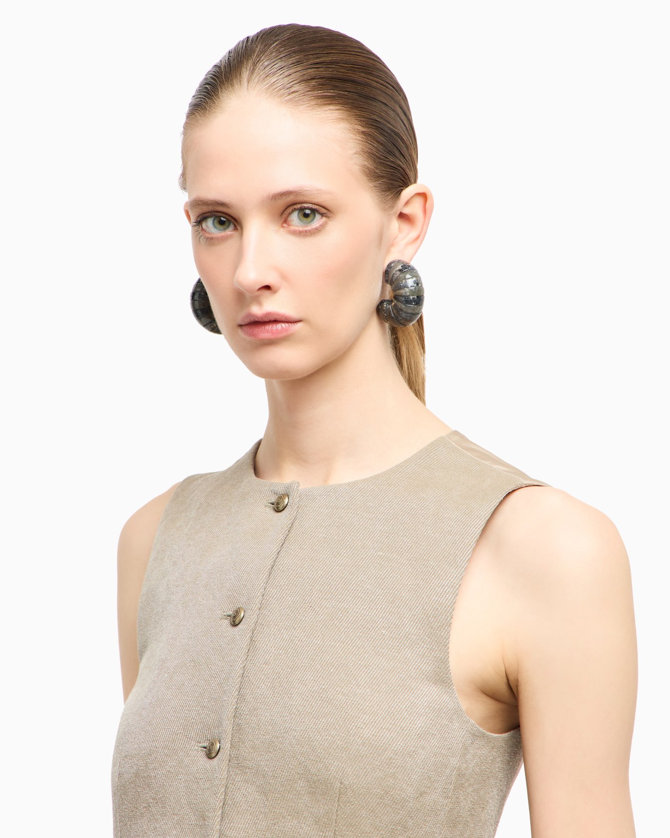 Gilet monopetto in canapa, viscosa e cotone cavalry Slide 5