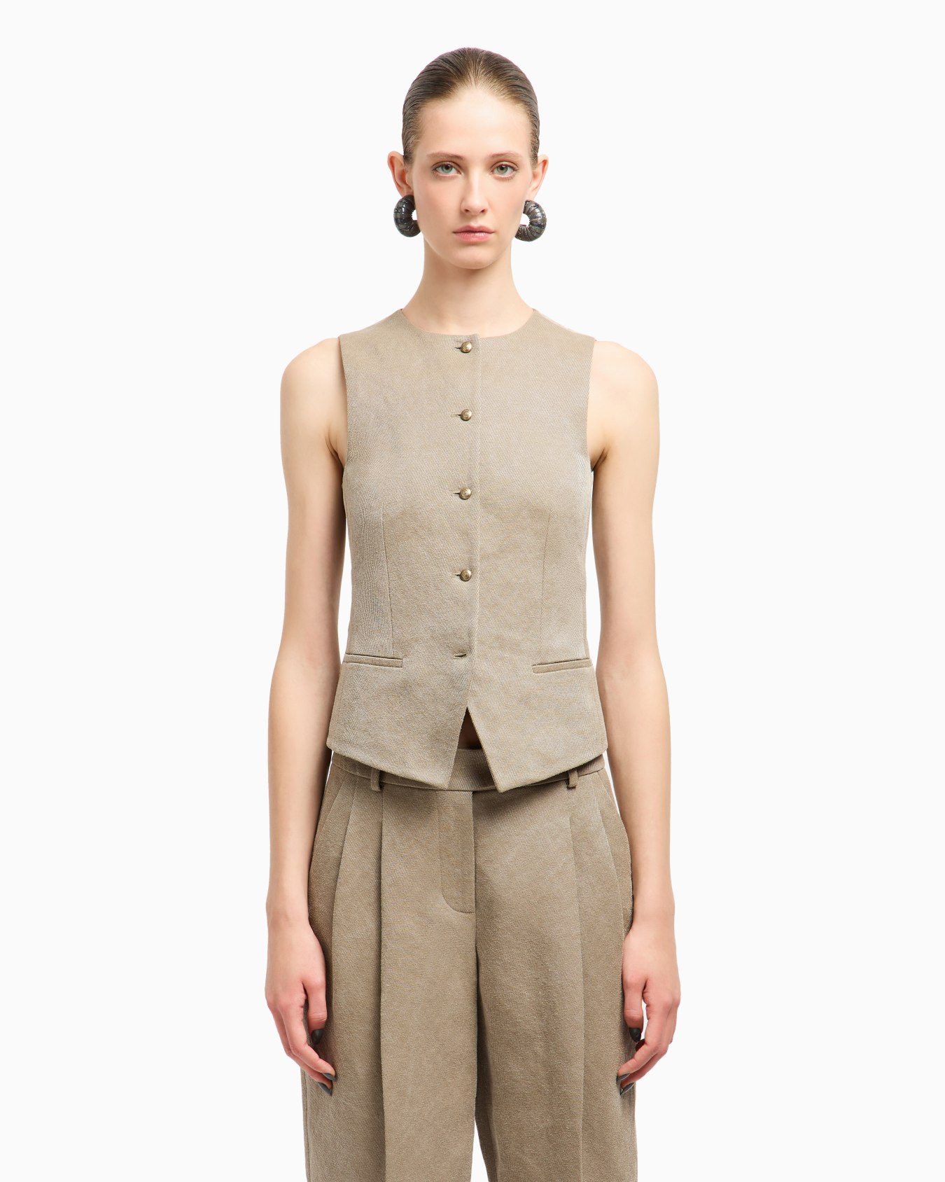 Gilet monopetto in canapa, viscosa e cotone cavalry Slide 4