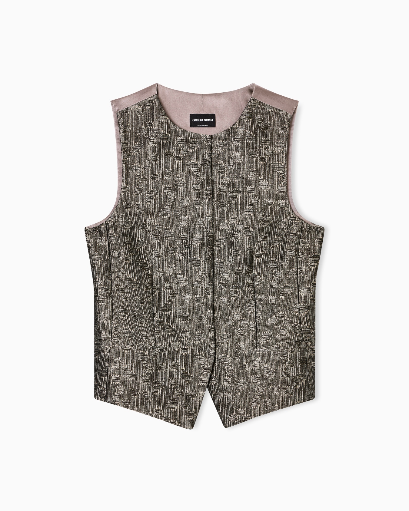 Single-breasted waistcoat in jacquard silk and wool Slide 0