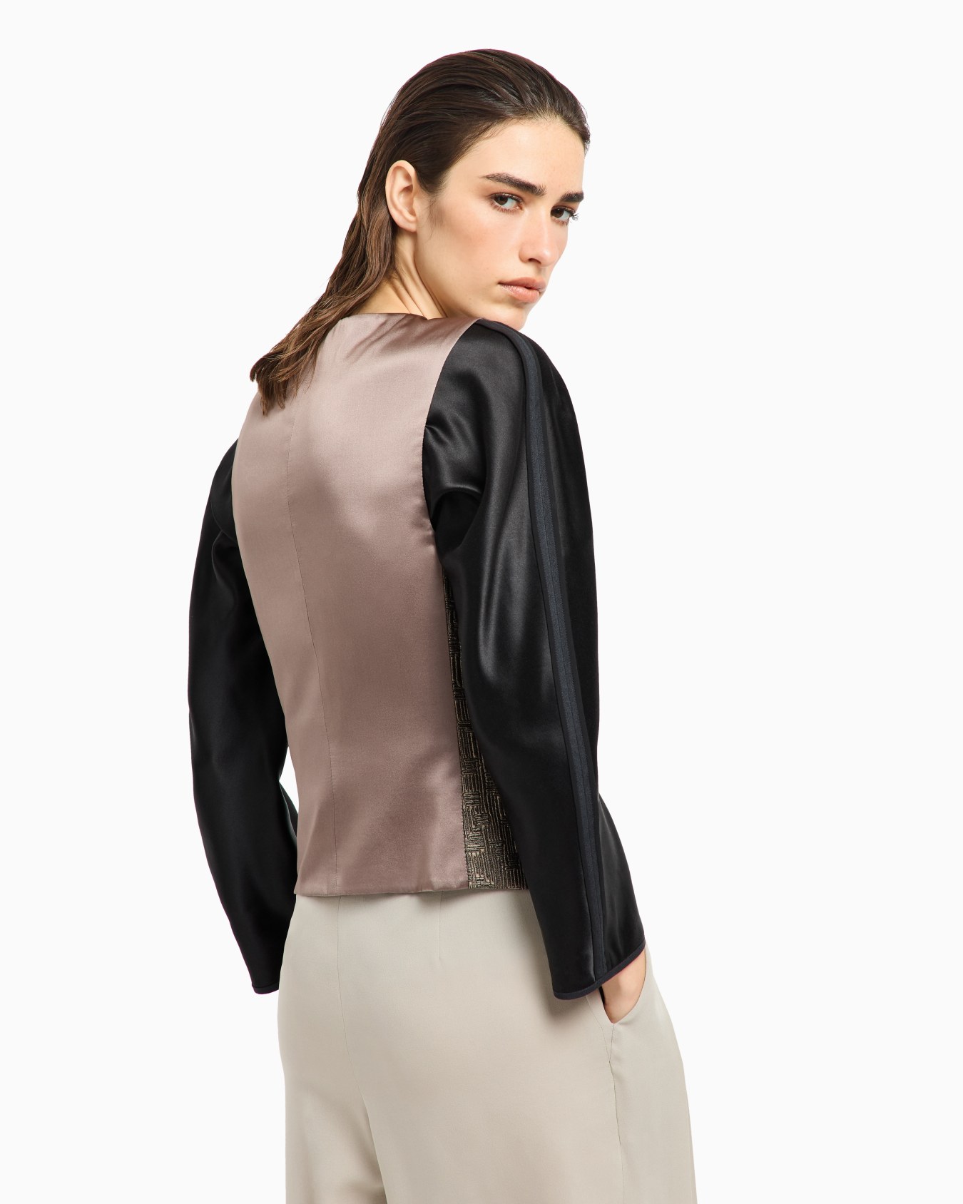 Single-breasted waistcoat in jacquard silk and wool Slide 3