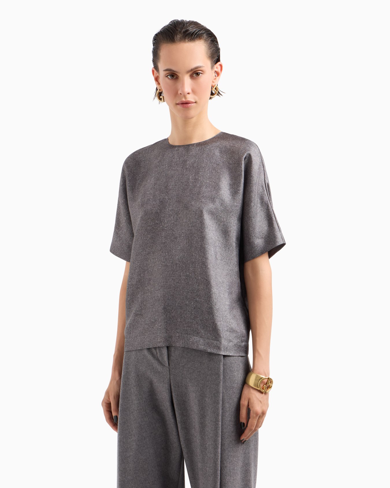 Printed silk twill blouse Diapositiva 3