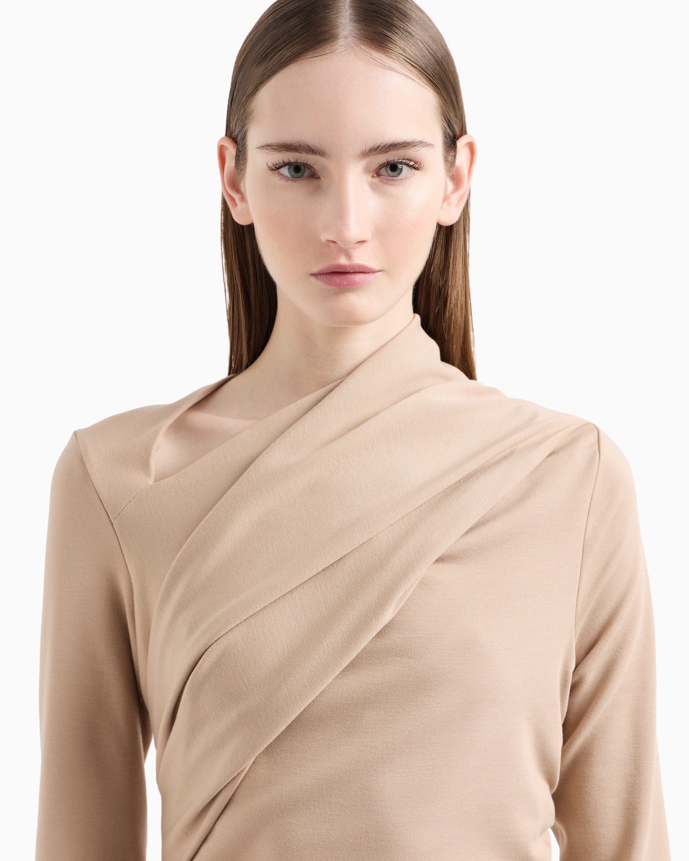 Viscose-blend Milano-stitch midi dress Slide 3