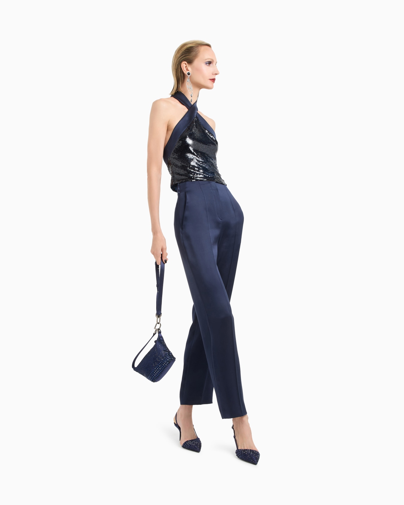 Tulle top embroidered with sequins