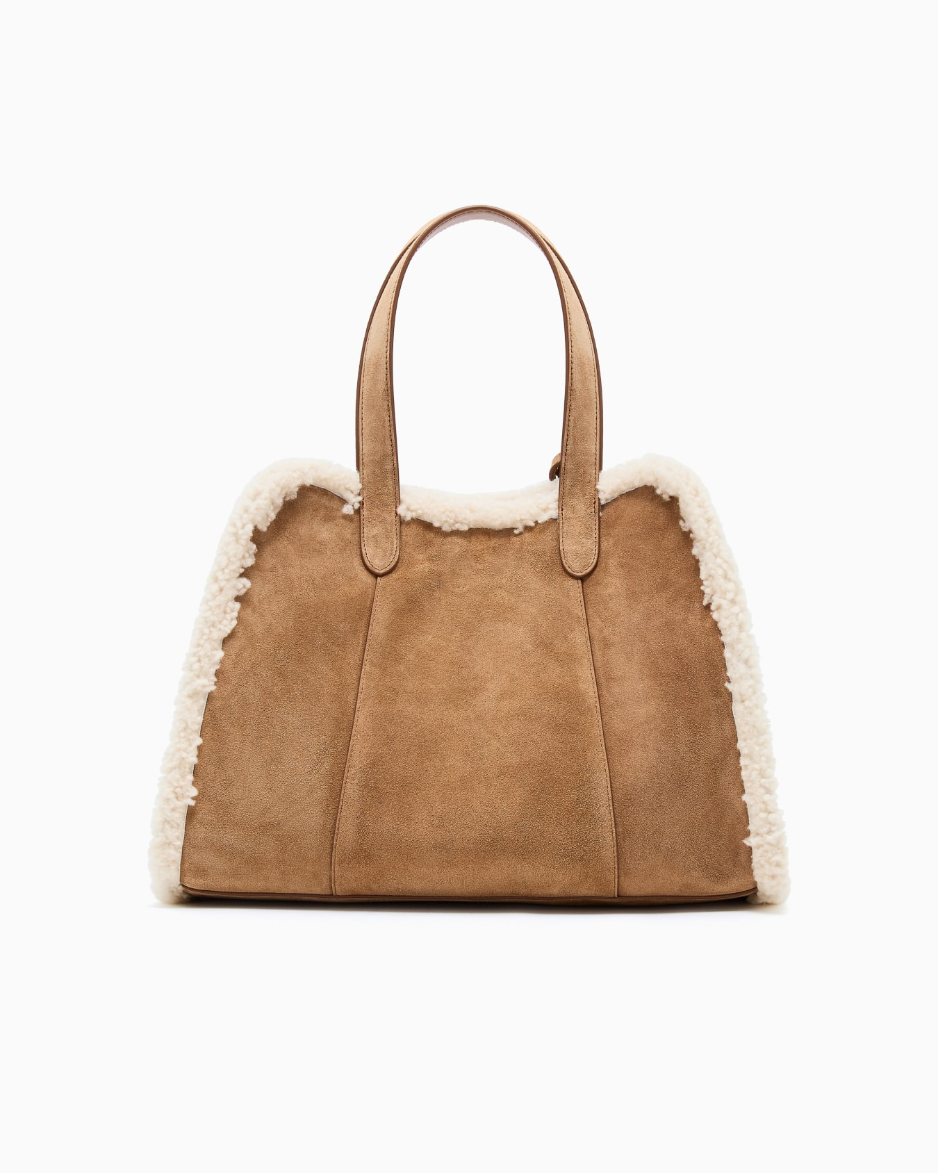 Tote bag grande in suede e shearling di montone Giorgio Armani Neve Slide 2