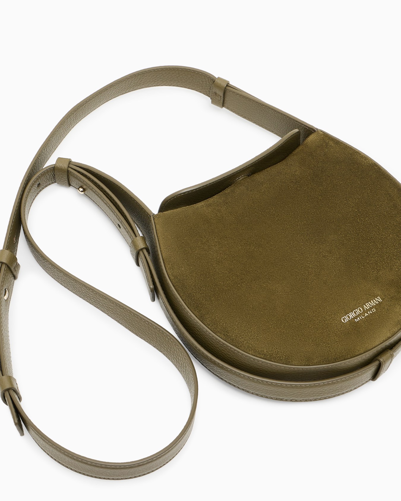 Borsa a spalla piccola in suede e pelle di vitello granato Slide 4