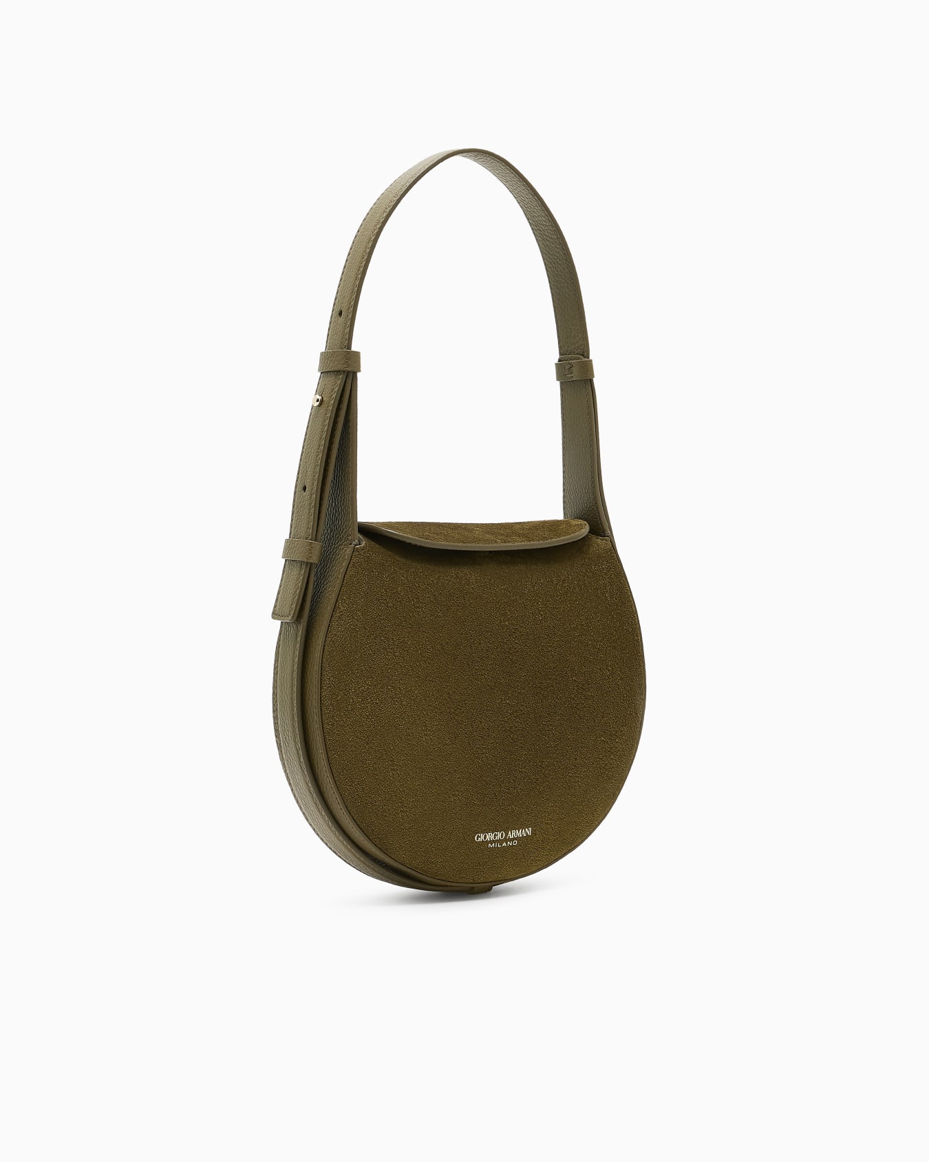 Borsa a spalla piccola in suede e pelle di vitello granato Slide 1