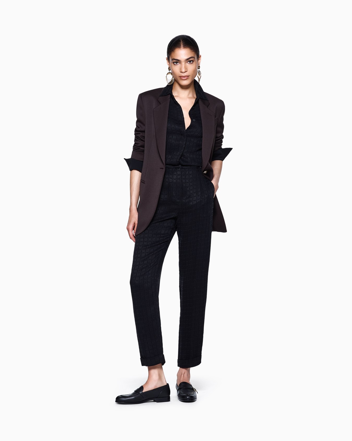 Textured Cupro Shirt with Silk Detailing Slide 1