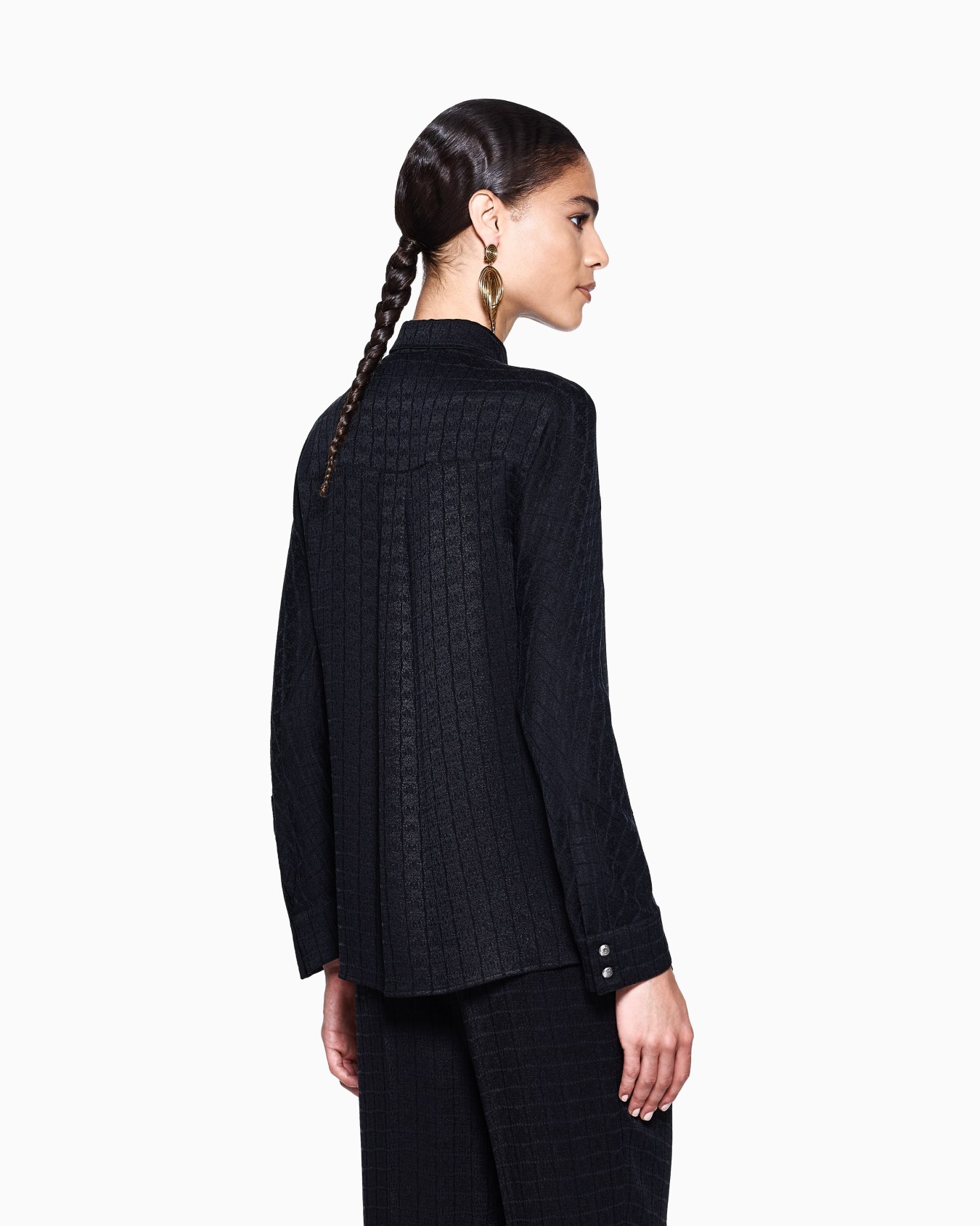 Textured Cupro Shirt with Silk Detailing Slide 2