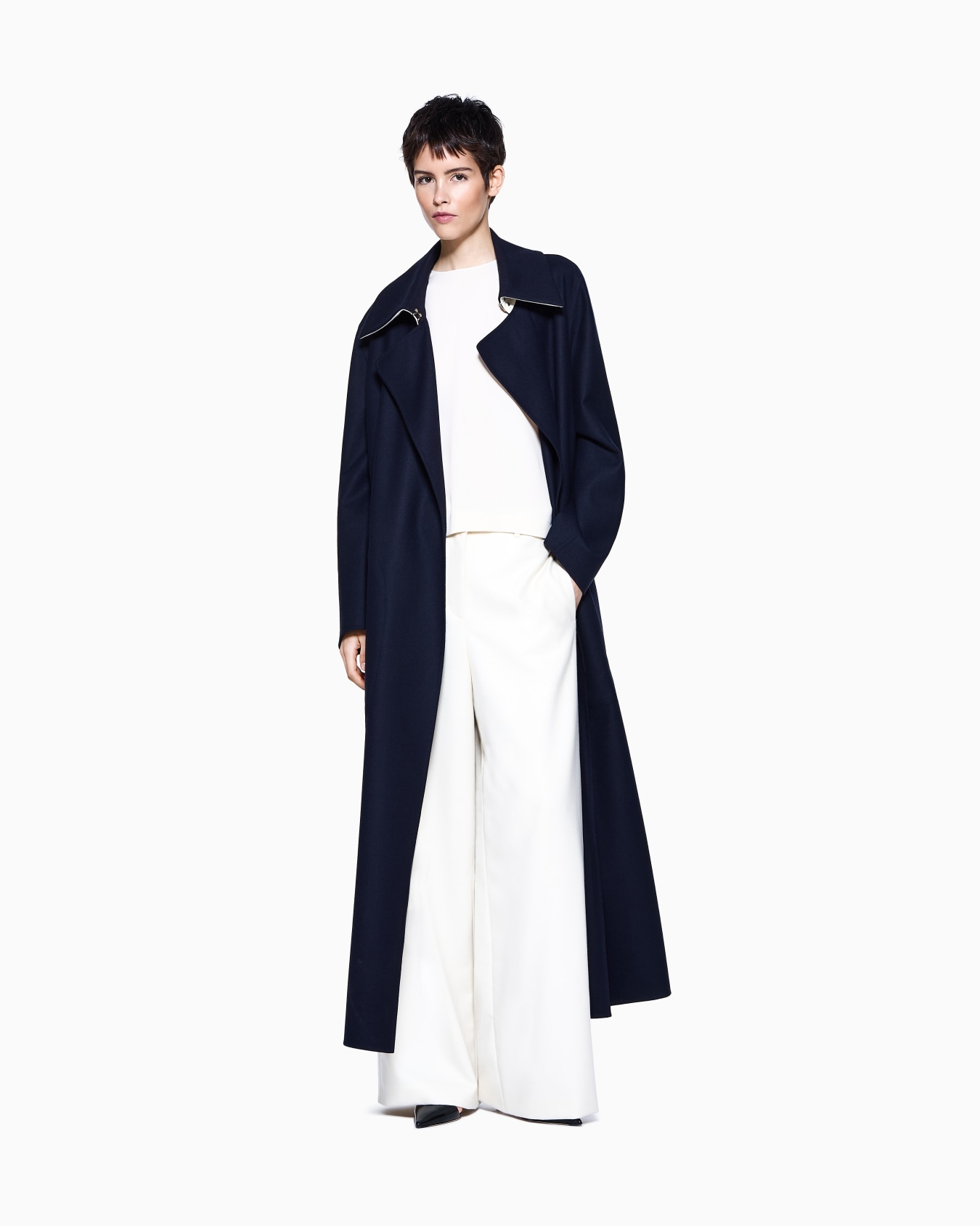 Triple silk georgette crew-neck blouse Slide 1