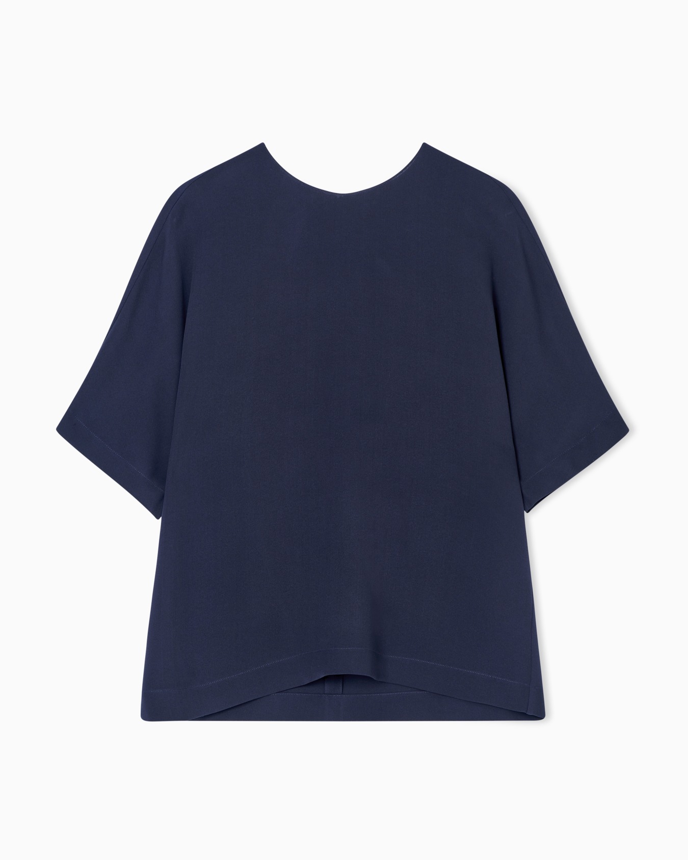 Triple silk georgette crew-neck blouse Slide 0