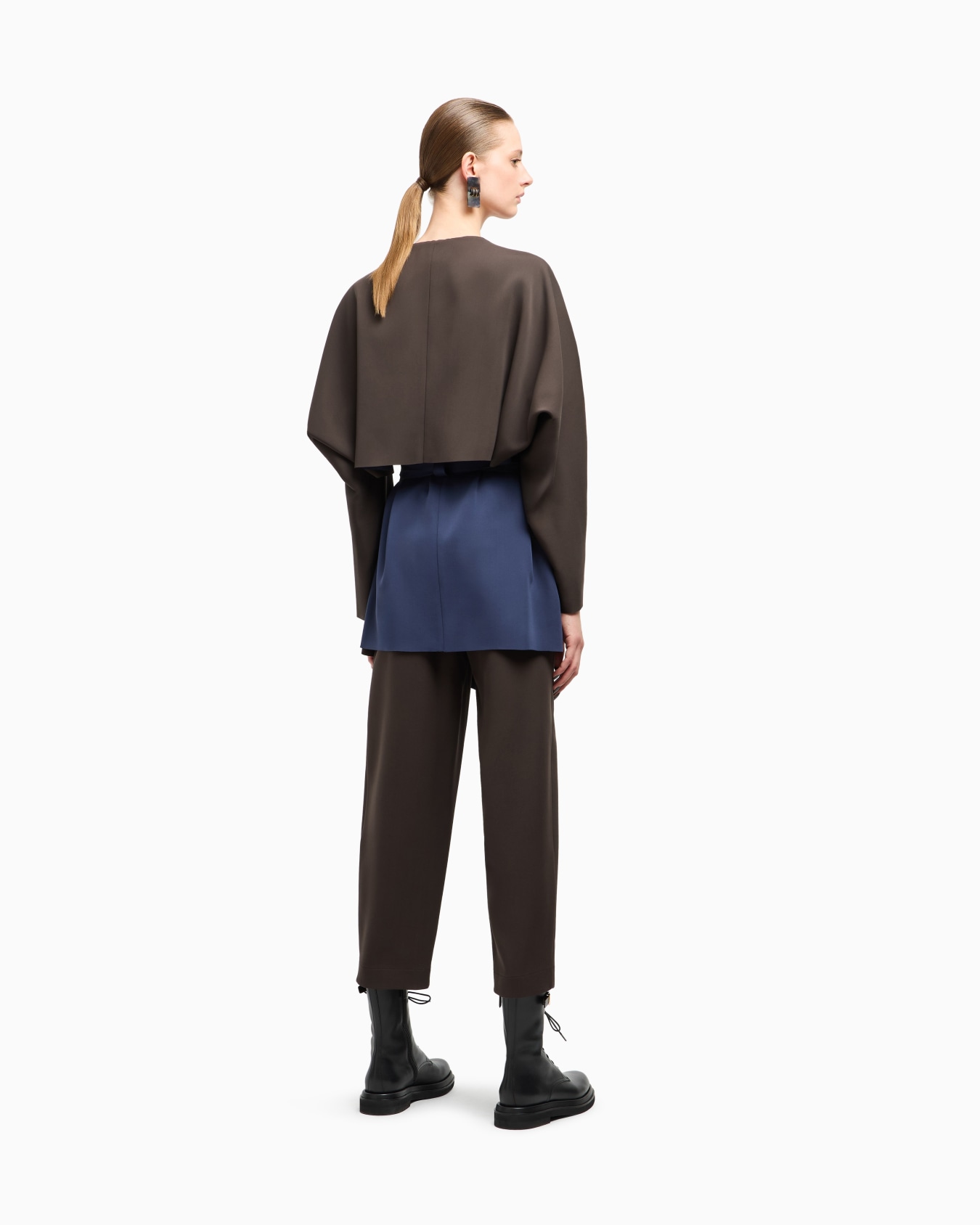 Silk double georgette pea coat Slide 3