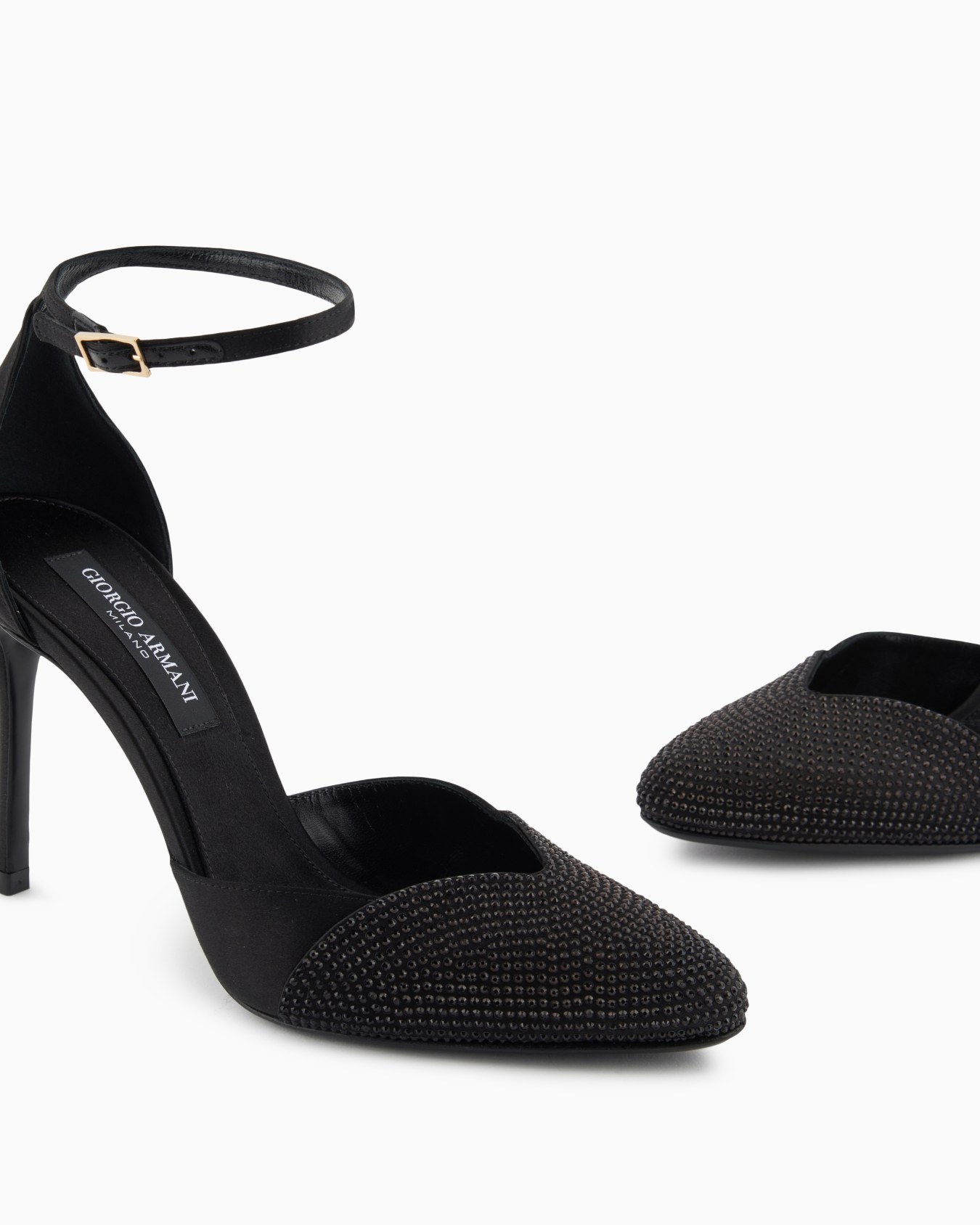 Satin and rhinestone ankle-strap pumps Slide 5