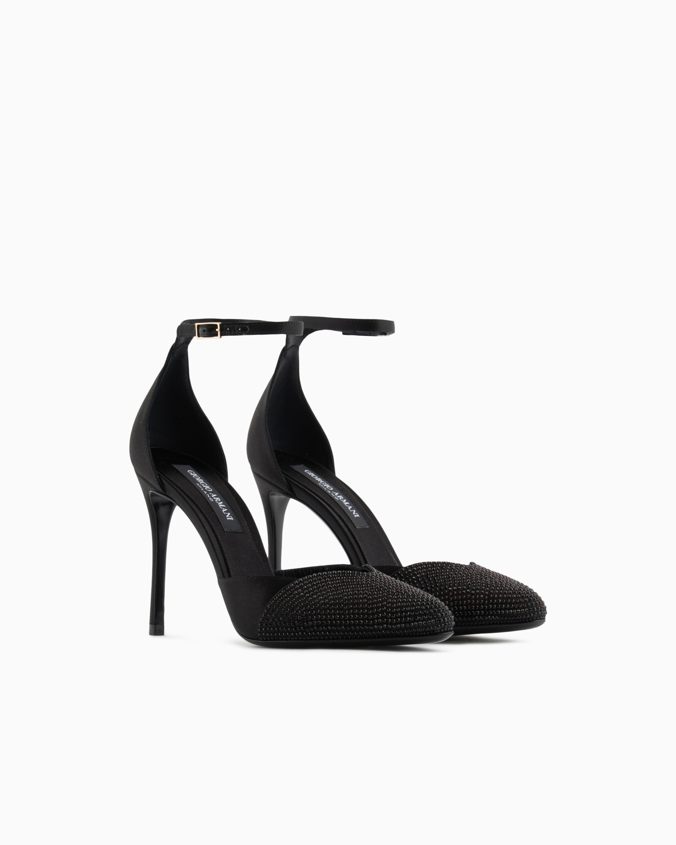 Satin and rhinestone ankle-strap pumps Slide 2