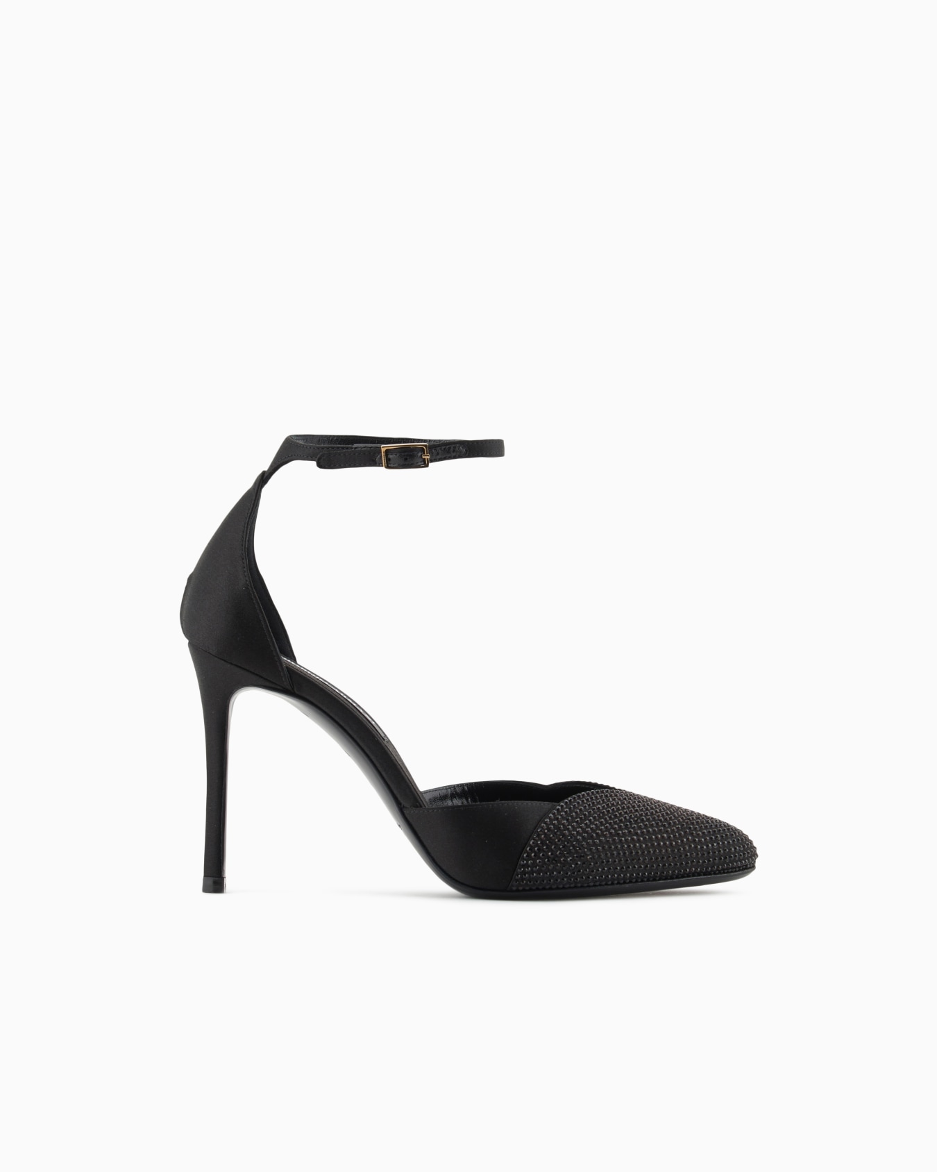 Satin and rhinestone ankle-strap pumps Slide 0