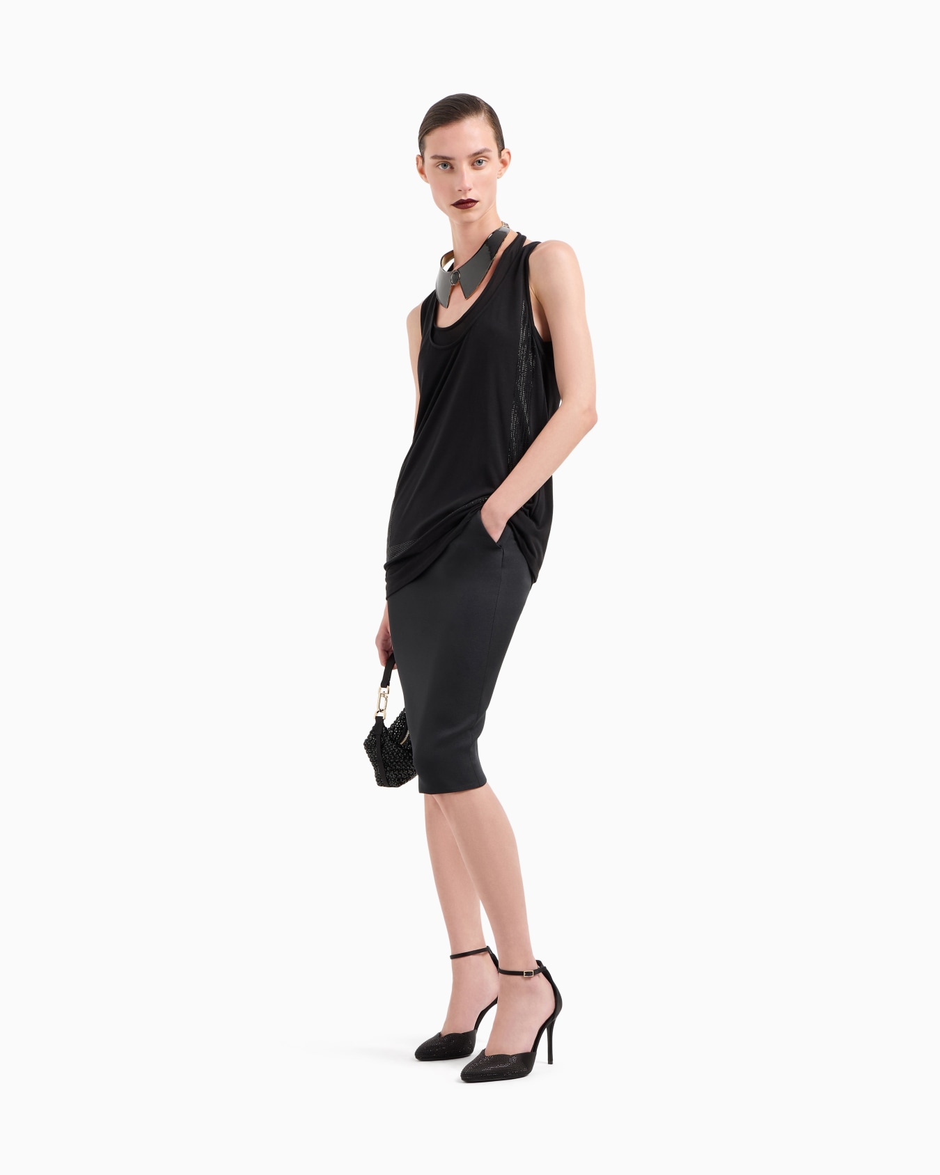 Satin and rhinestone ankle-strap pumps Slide 6