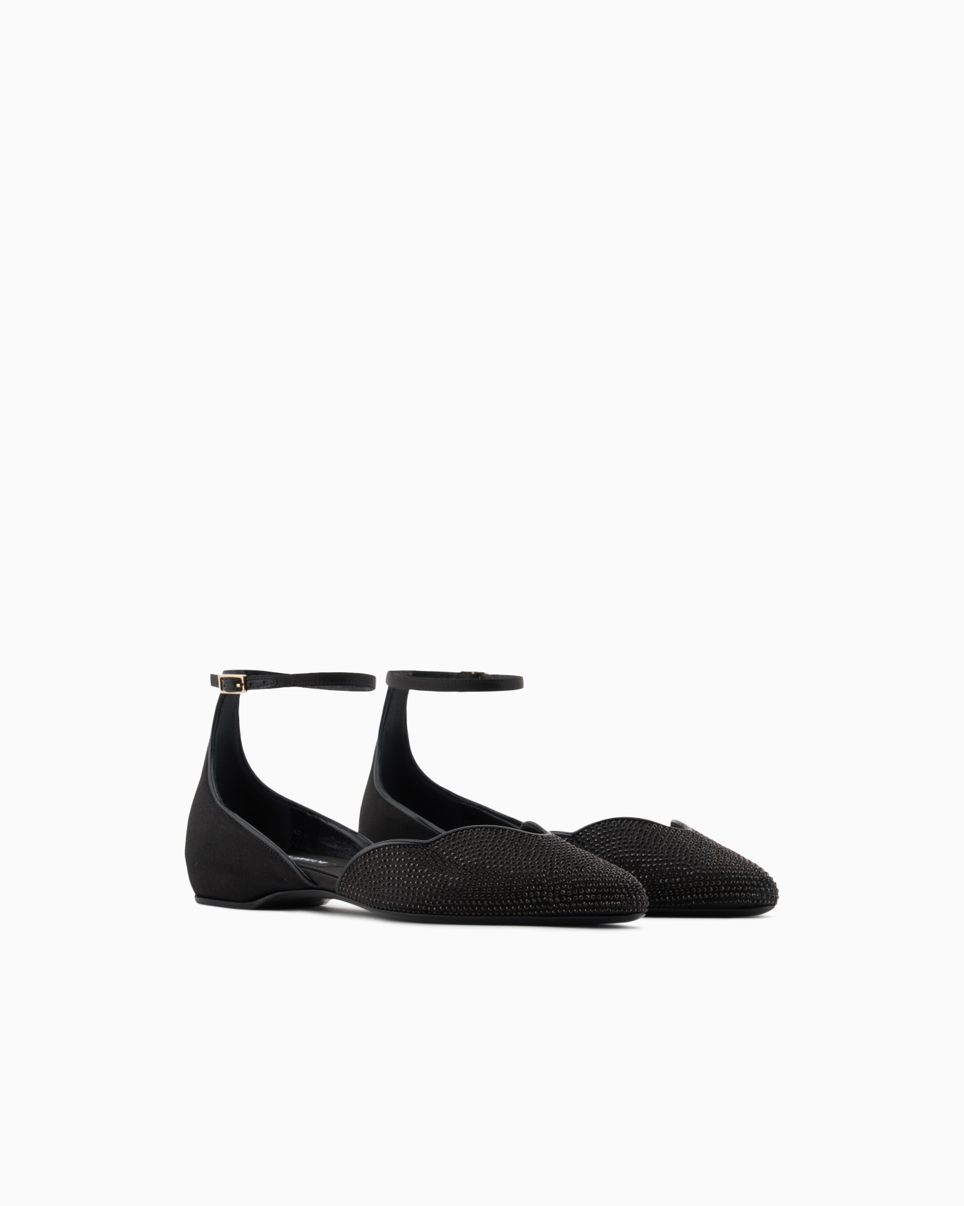 Satin and rhinestone ballerinas with a strap Slide 1