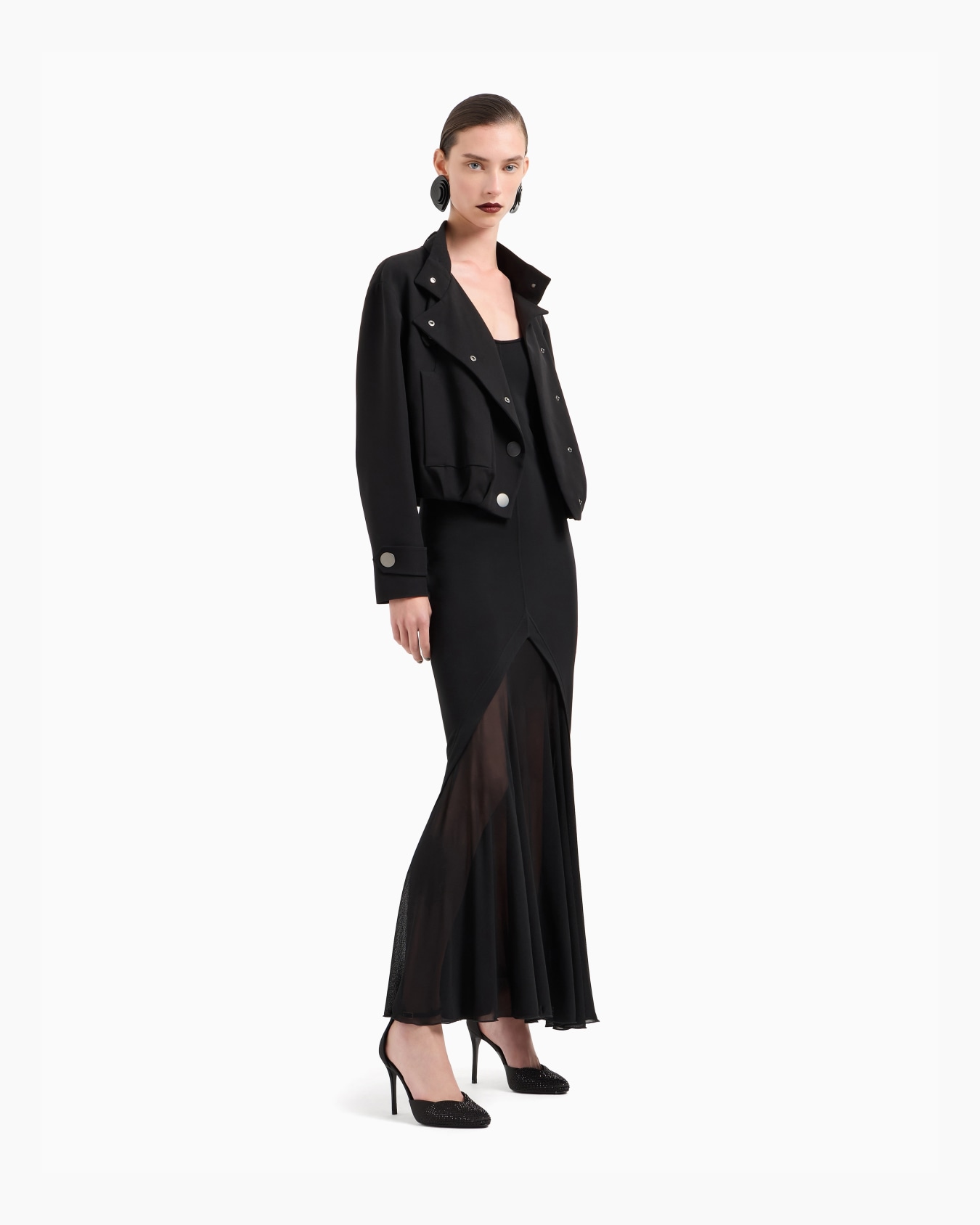 Viscose jersey interlock long dress Slide 2