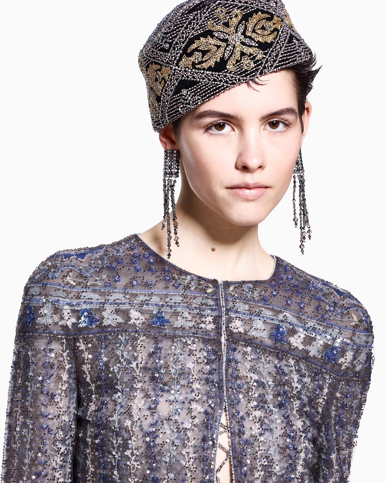 シャツジャケット チュール 刺繍 スライドする 5