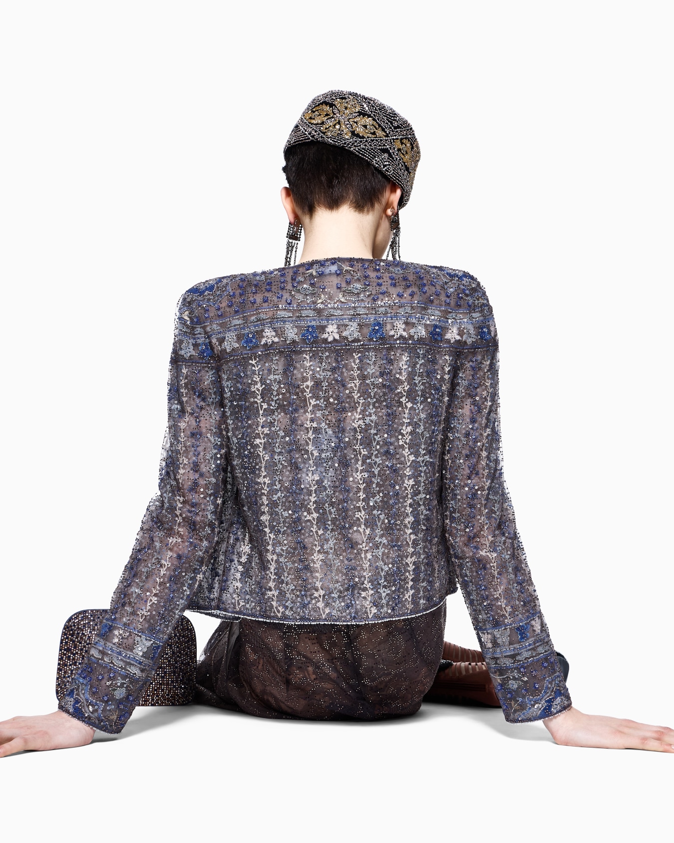 シャツジャケット チュール 刺繍 スライドする 6