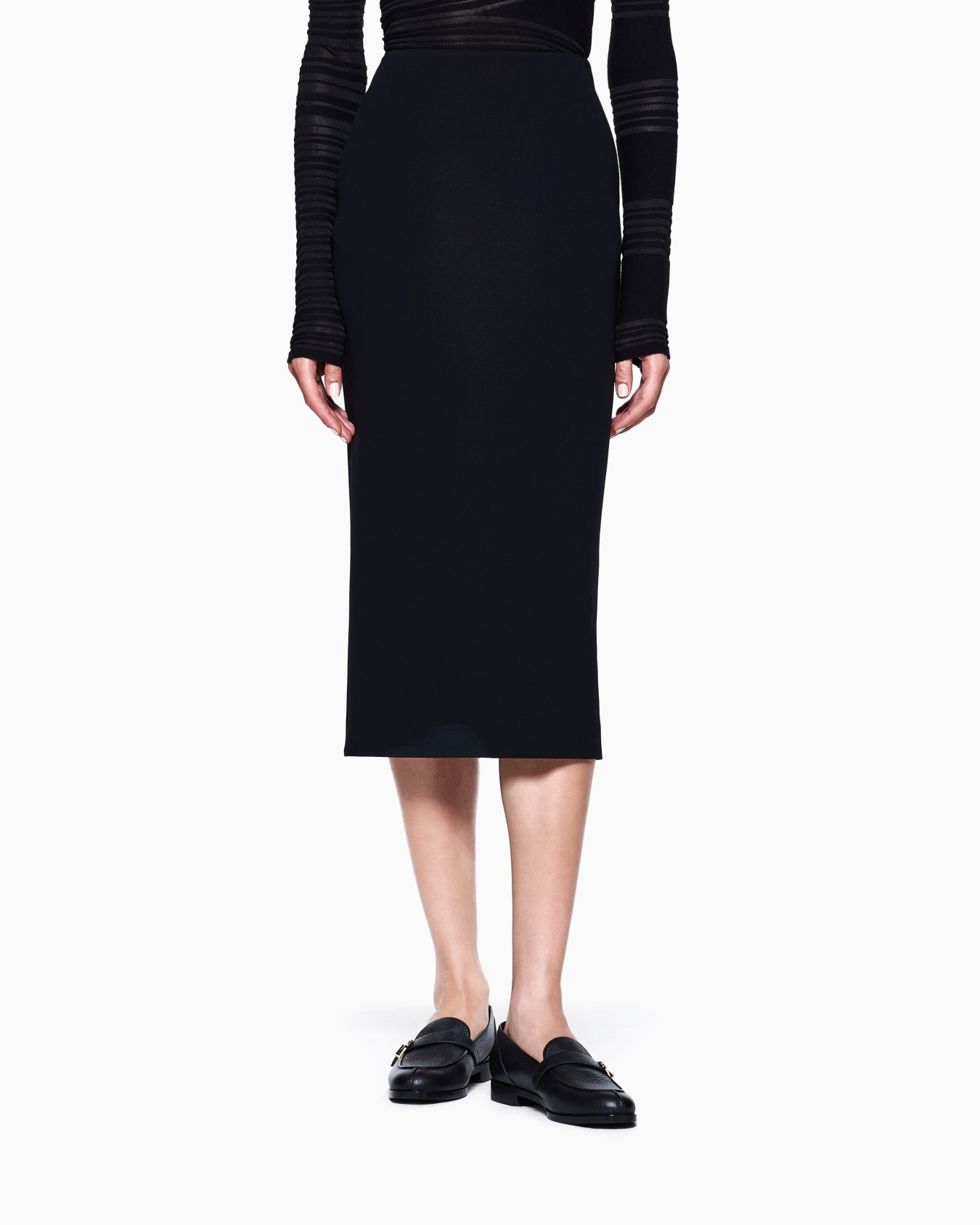 Gonna longuette in lana crepe stretch Slide 3