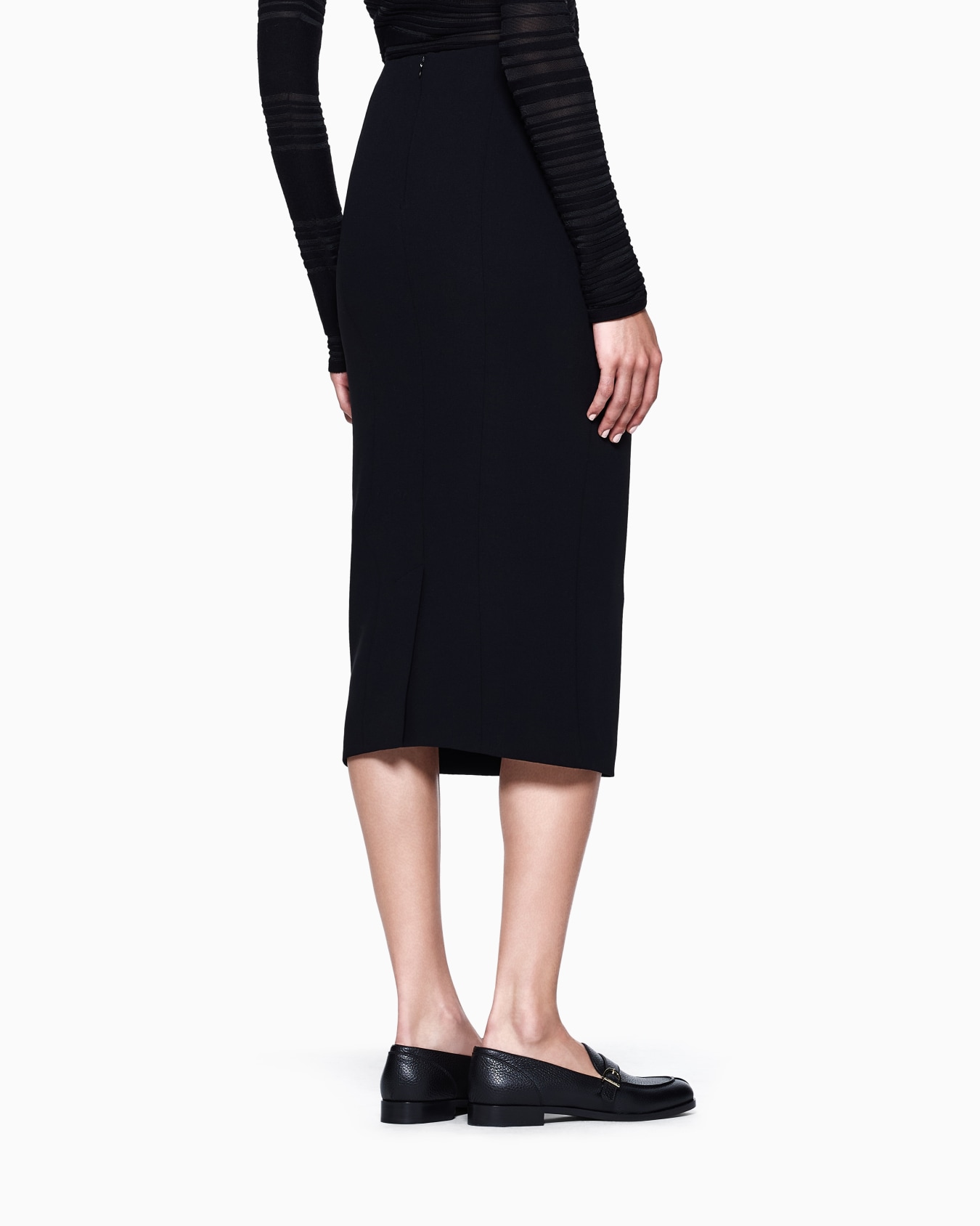 Gonna longuette in lana crepe stretch Slide 2