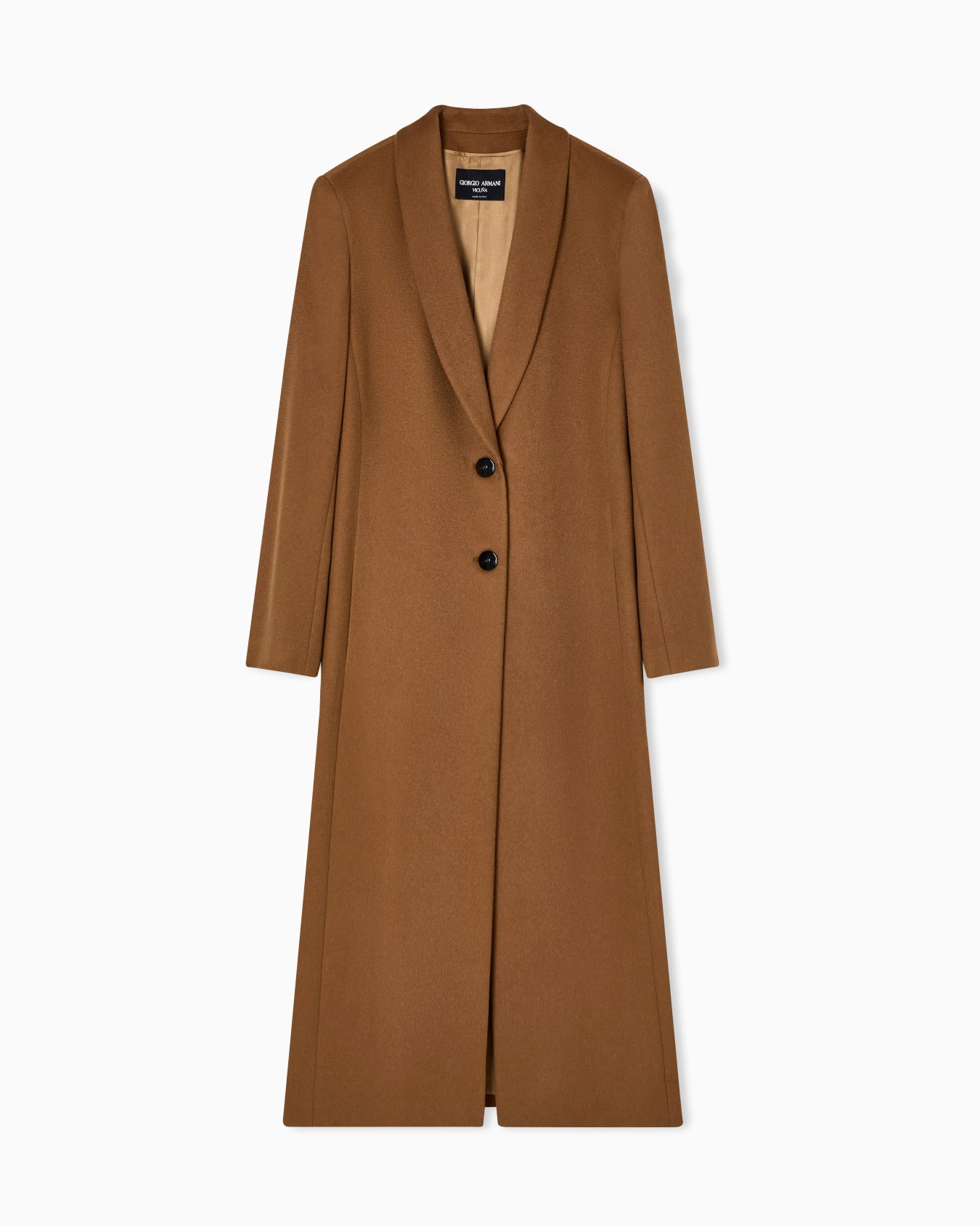 Long single-breasted coat in vicuña wool  Slide 0