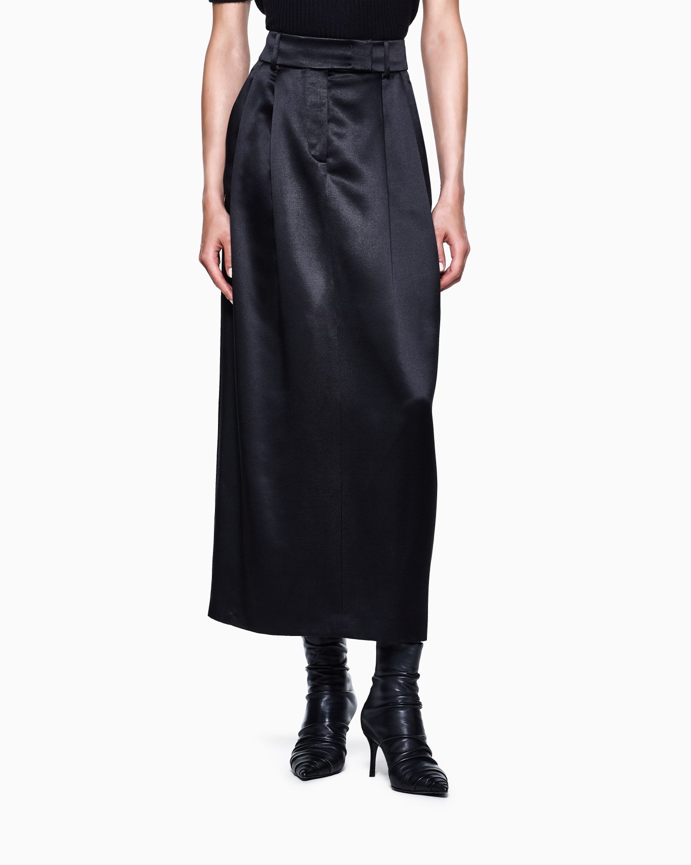 Midi skirt in tussah silk satin Slide 3