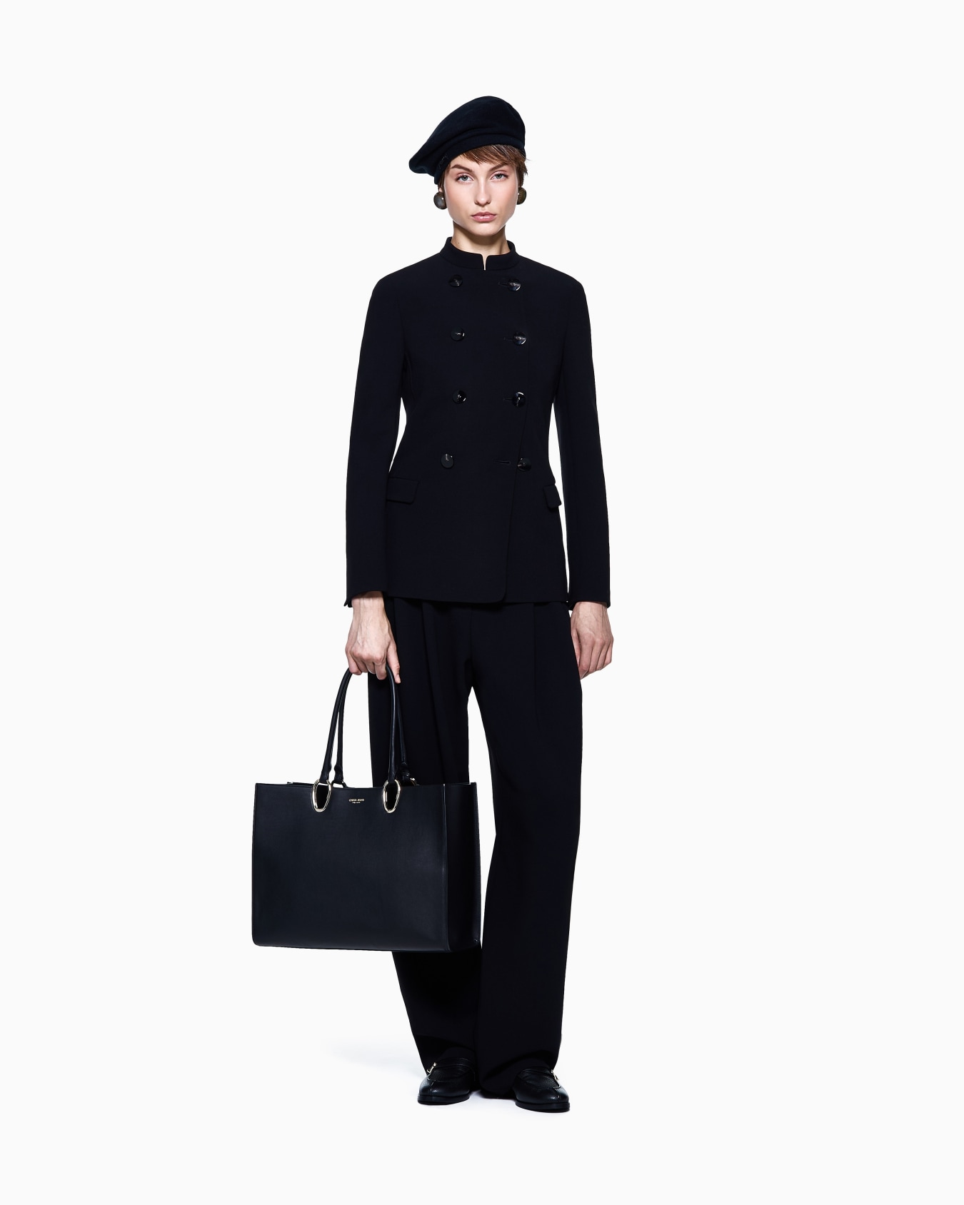 Double-breasted jacket in stretch virgin wool Slide 1