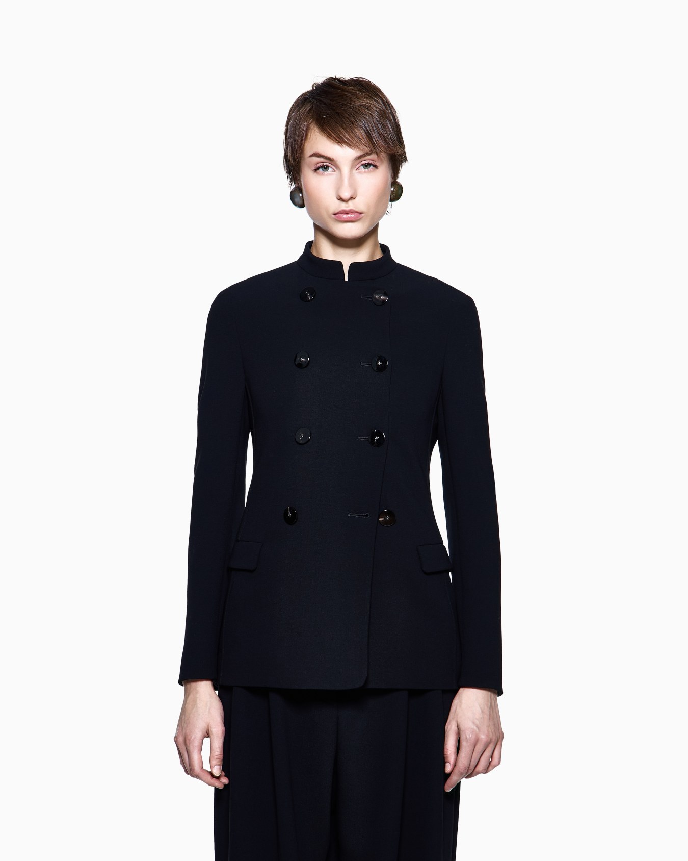 Double-breasted jacket in stretch virgin wool Slide 3