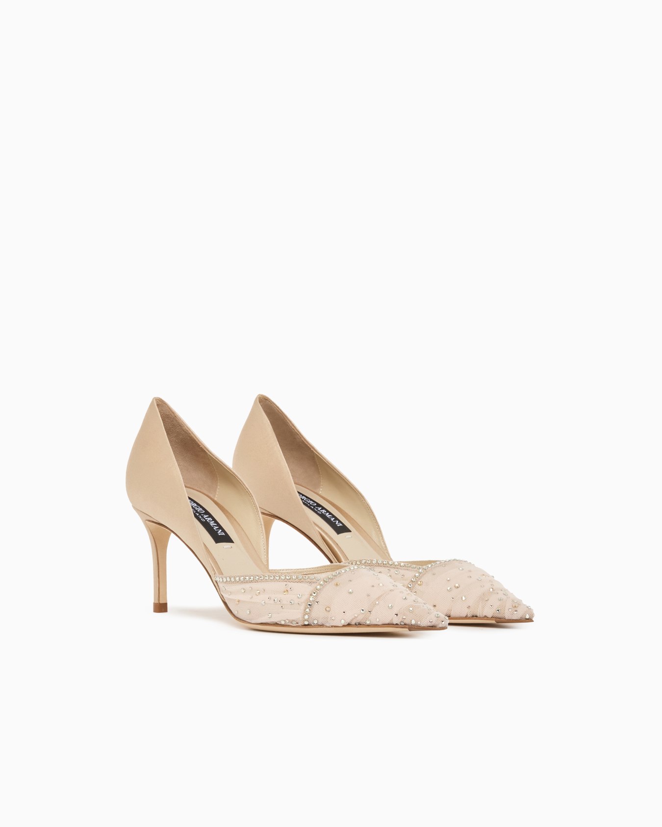 Tulle, satin and rhinestone court shoes Slide 1