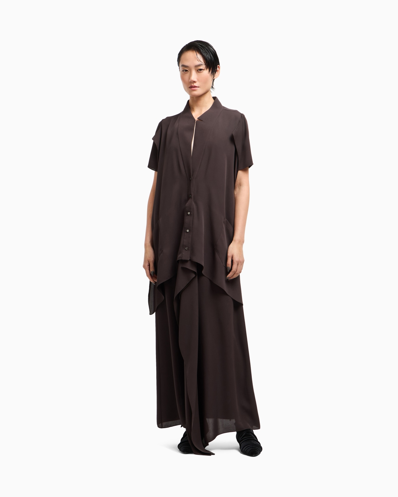 Long triple silk georgette dress Slide 4