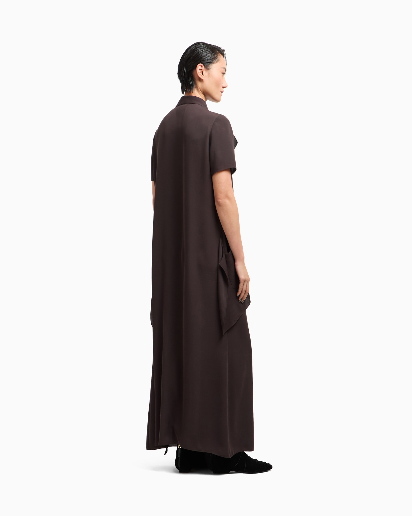 Long triple silk georgette dress Slide 3