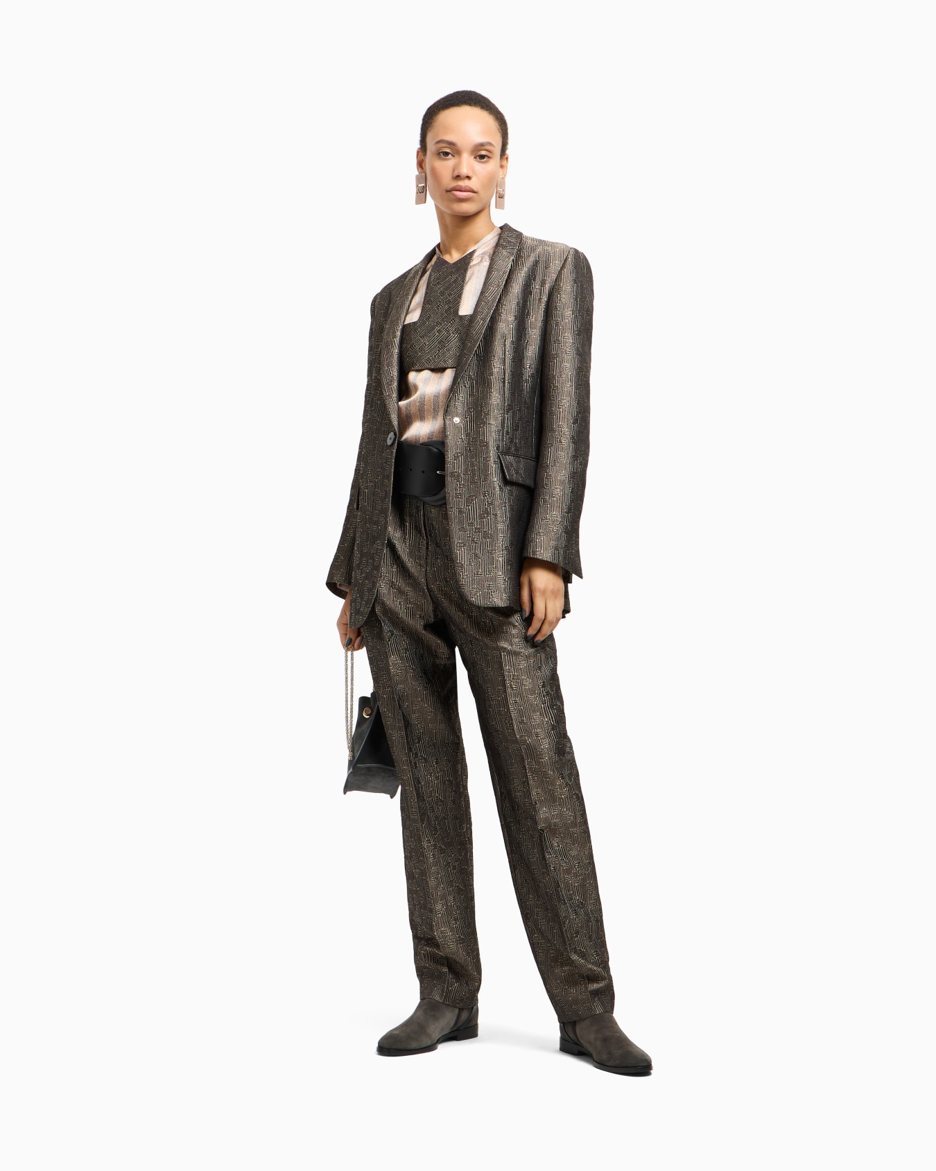 Jacquard silk and wool single-breasted jacket Slide 2