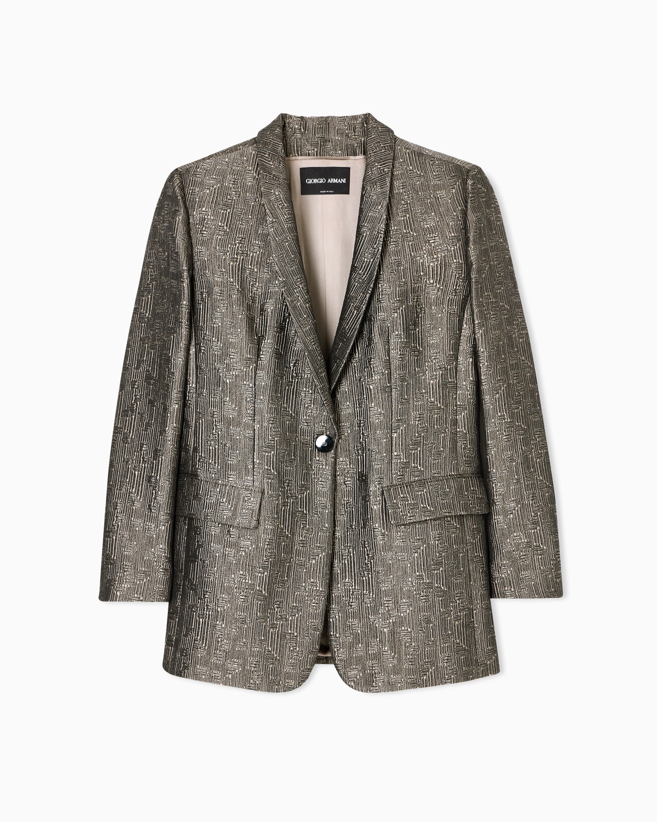 Jacquard silk and wool single-breasted jacket Slide 0