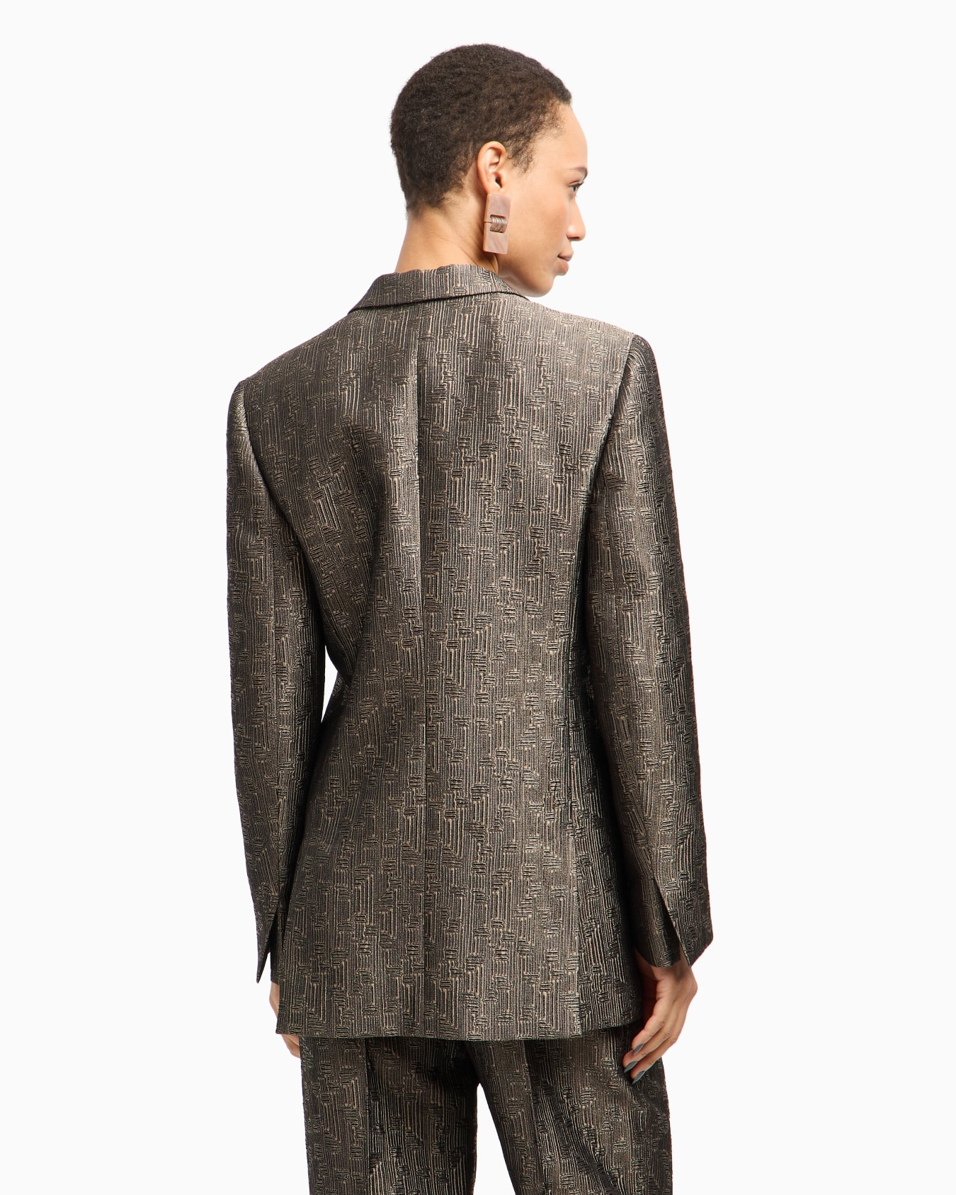 Jacquard silk and wool single-breasted jacket Slide 3