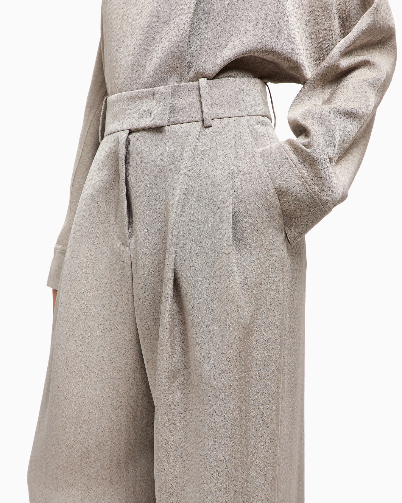 Pantalon à une pince en viscose, laine et soie jacquard Diapositive 5
