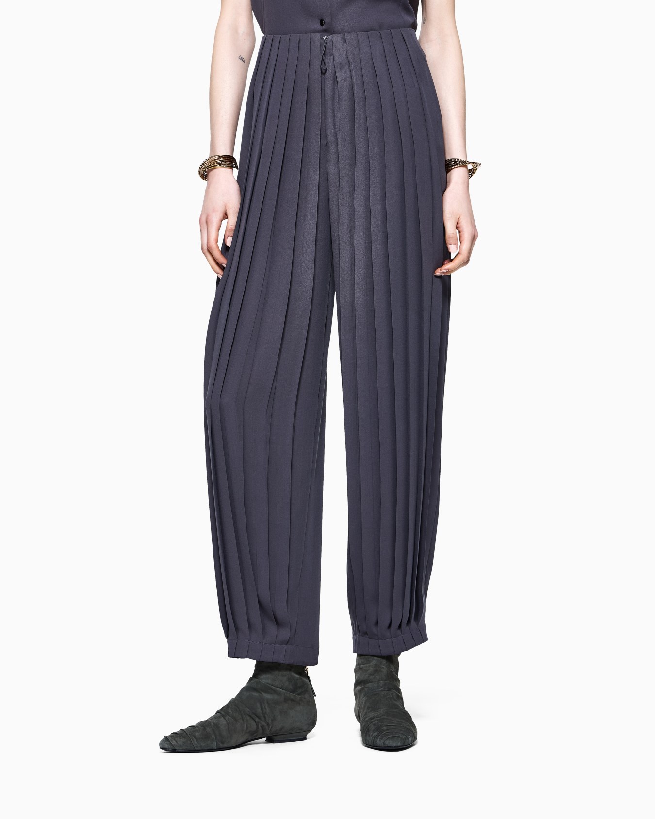 Pantalon en triple georgette de soie plissée ASV Diapositive 4