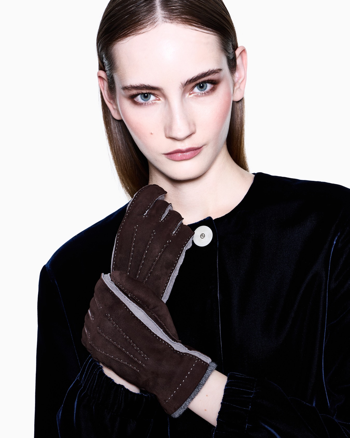 Guanti in suede di agnello bicolore Slide 2