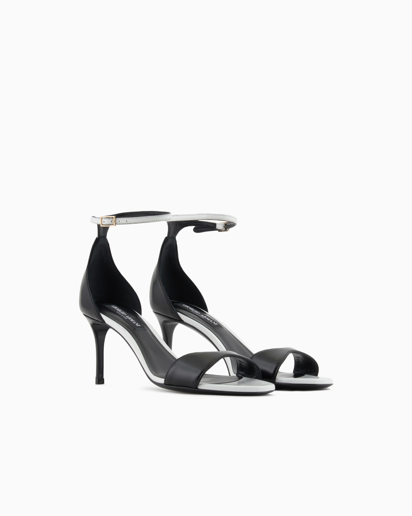 Two-tone brushed leather heeled sandals Slide 2