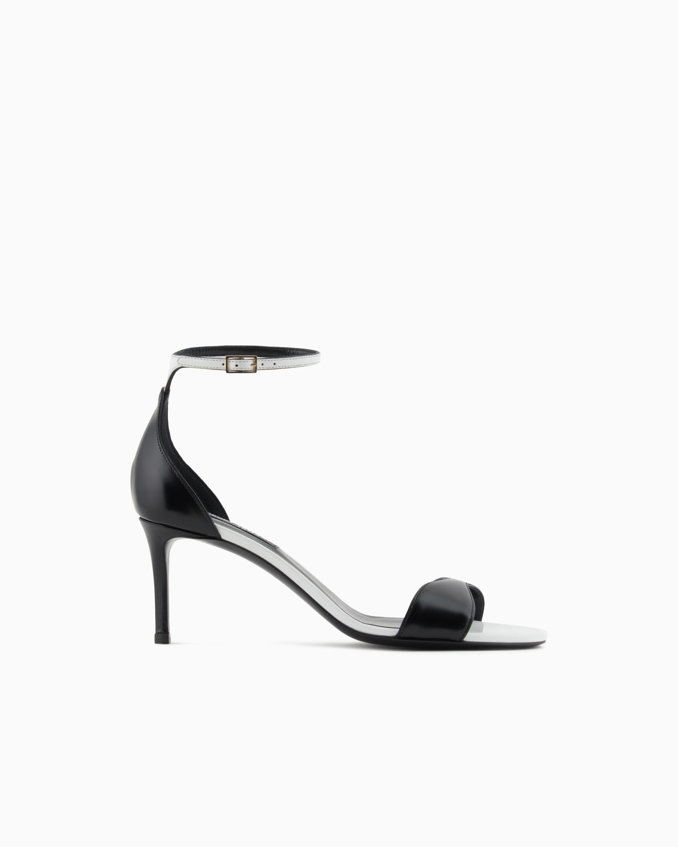 Two-tone brushed leather heeled sandals Slide 0