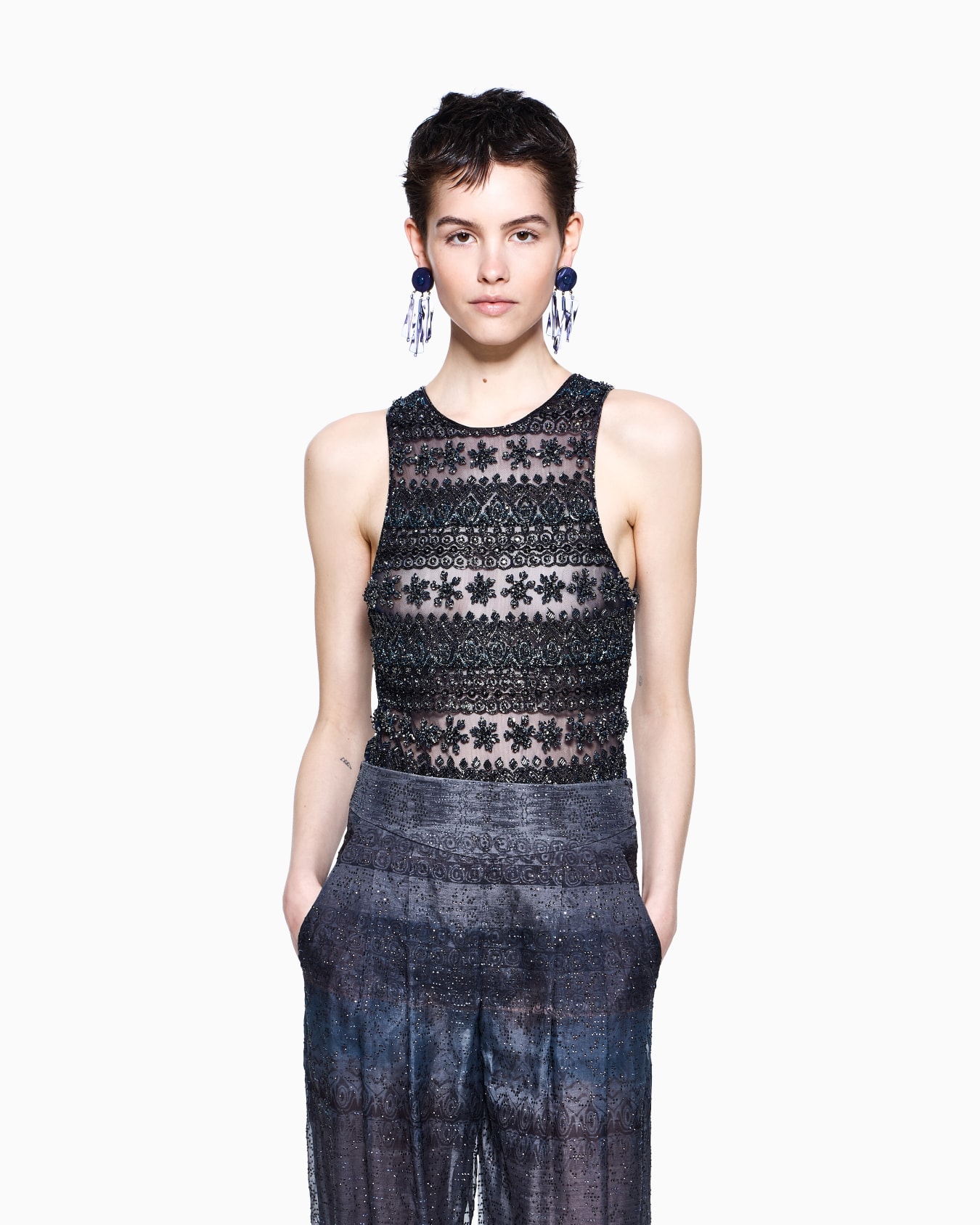 Embroidered tulle bodysuit Slide 4