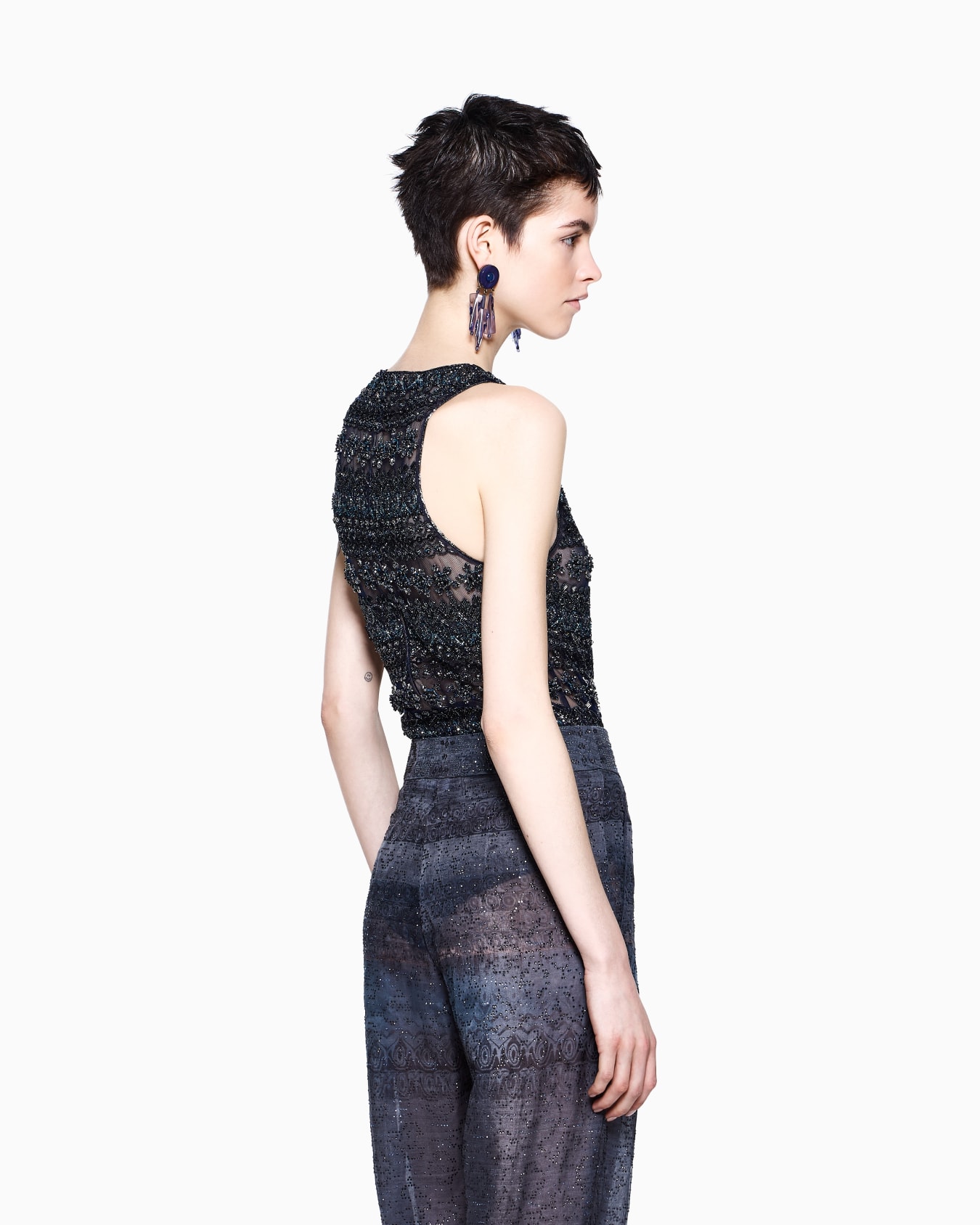 Embroidered tulle bodysuit Slide 3