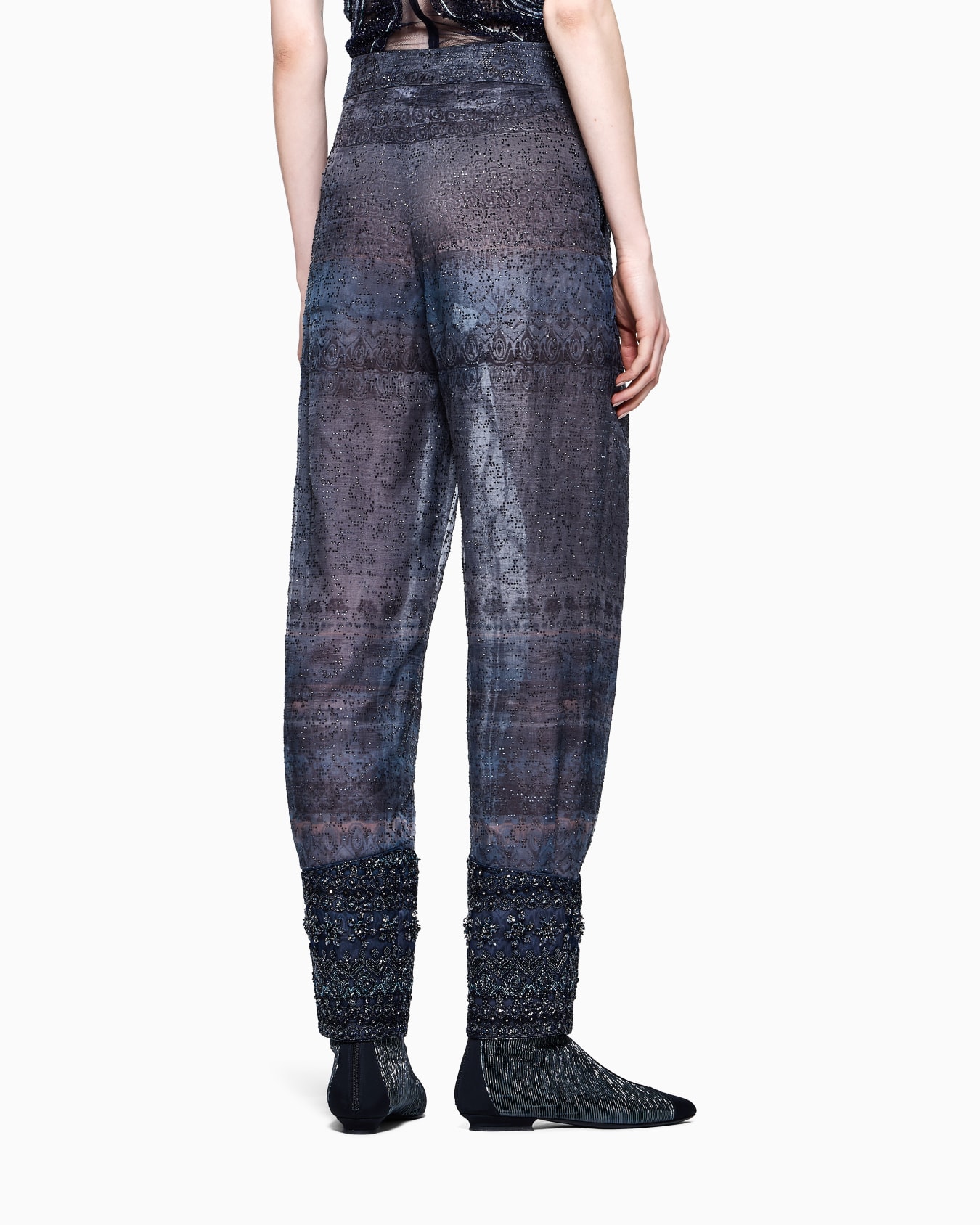 Pantalones bordados en tejido estampado Diapositiva 3